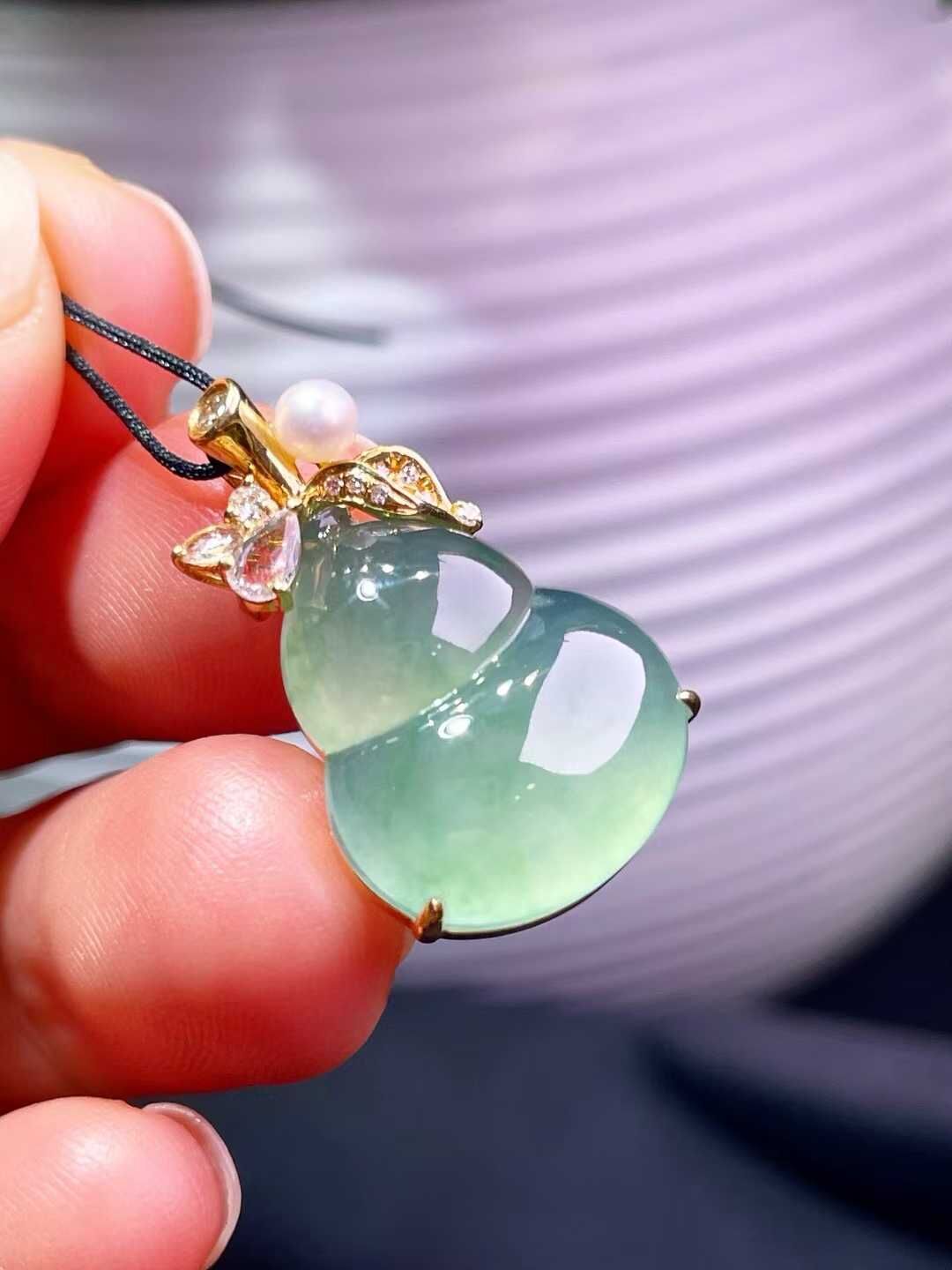 翡翠葫蘆吊墜,天然翡翠A玉, 緬甸玉, Jade, Jadeite