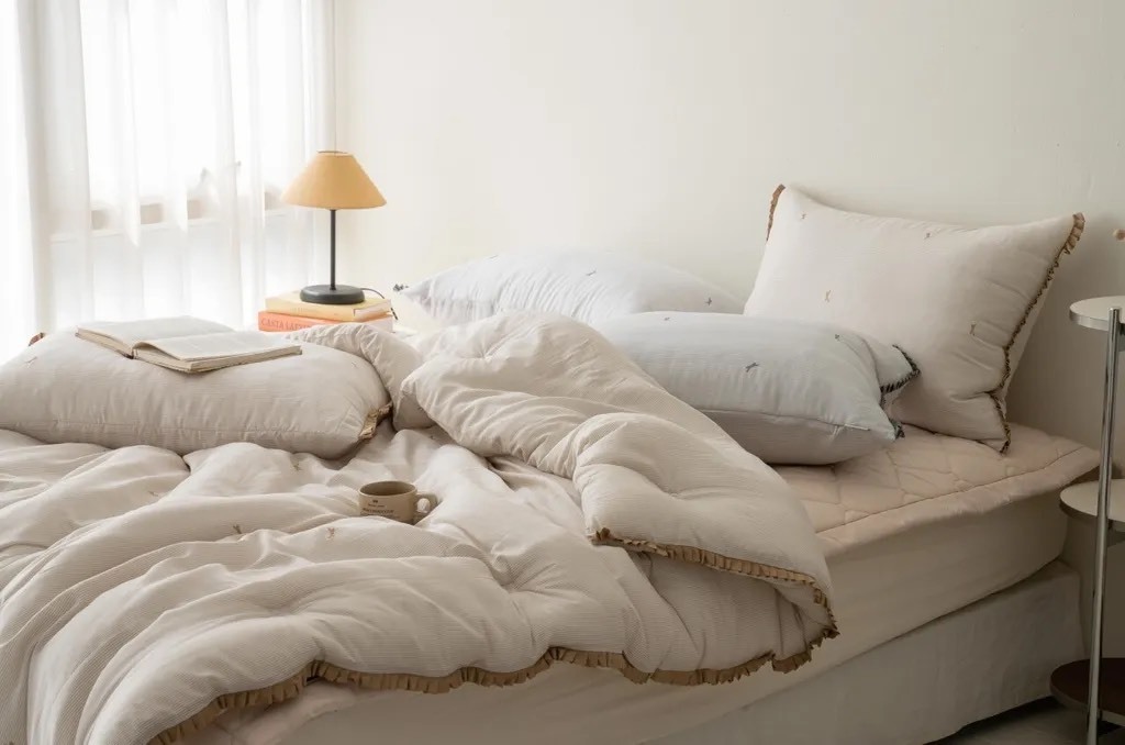 現貨-天絲四季厚被 法式蝴蝶結(杏/灰)