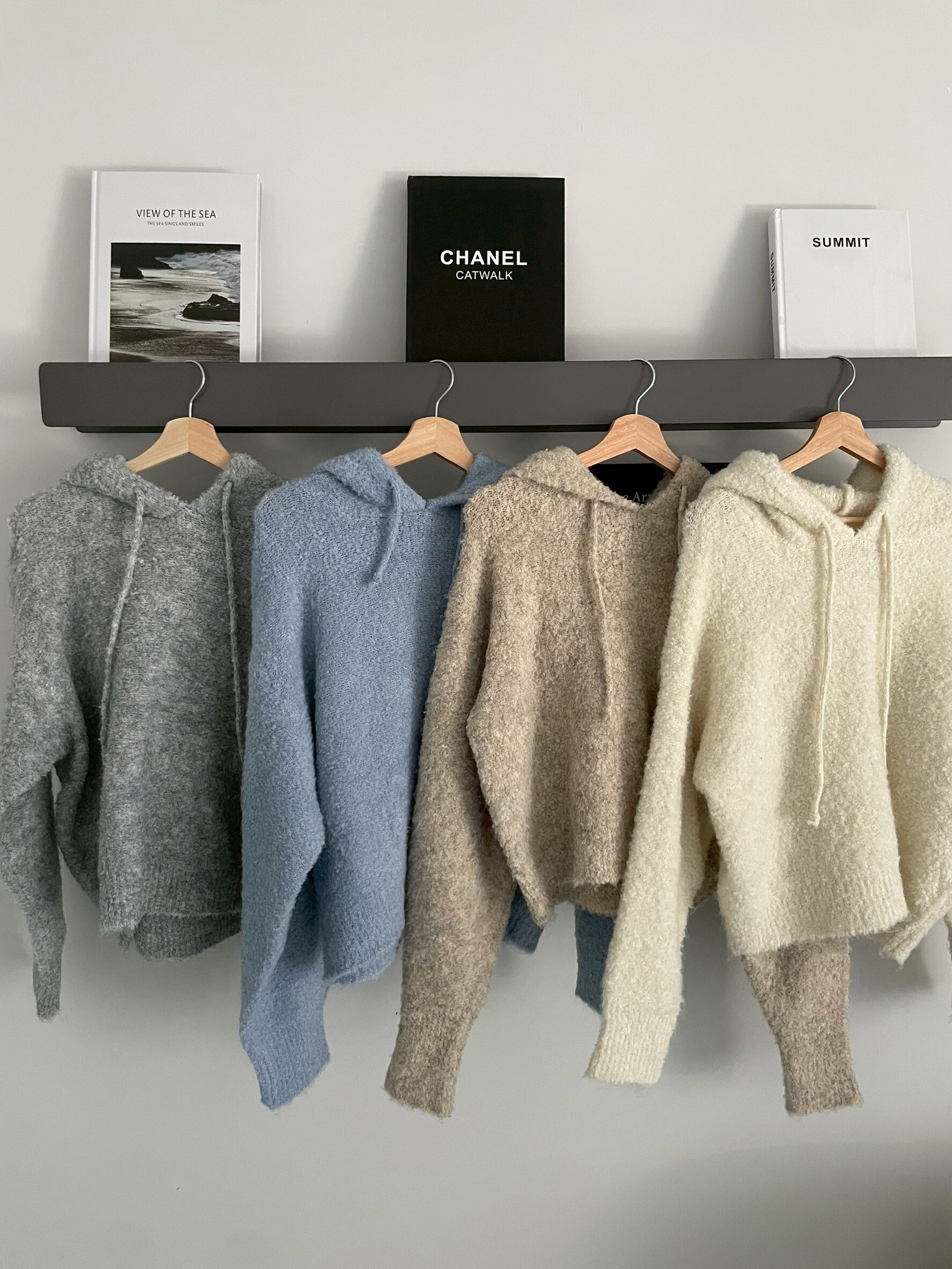 （現貨）#AH53 QQ毛連帽上衣(灰/藍/杏/卡其)