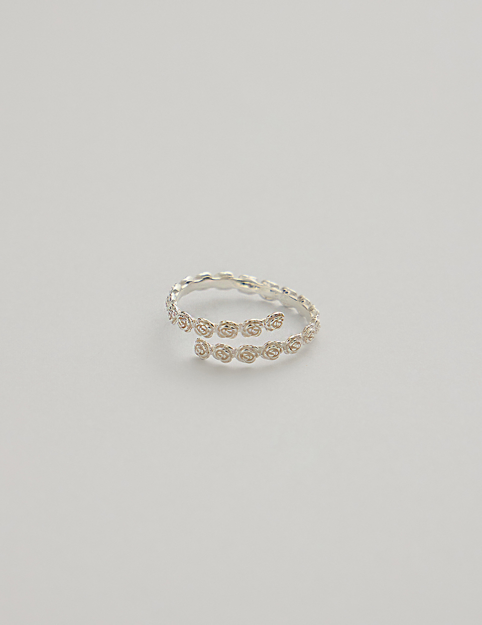 【925純銀】柔光玫瑰可調式戒指