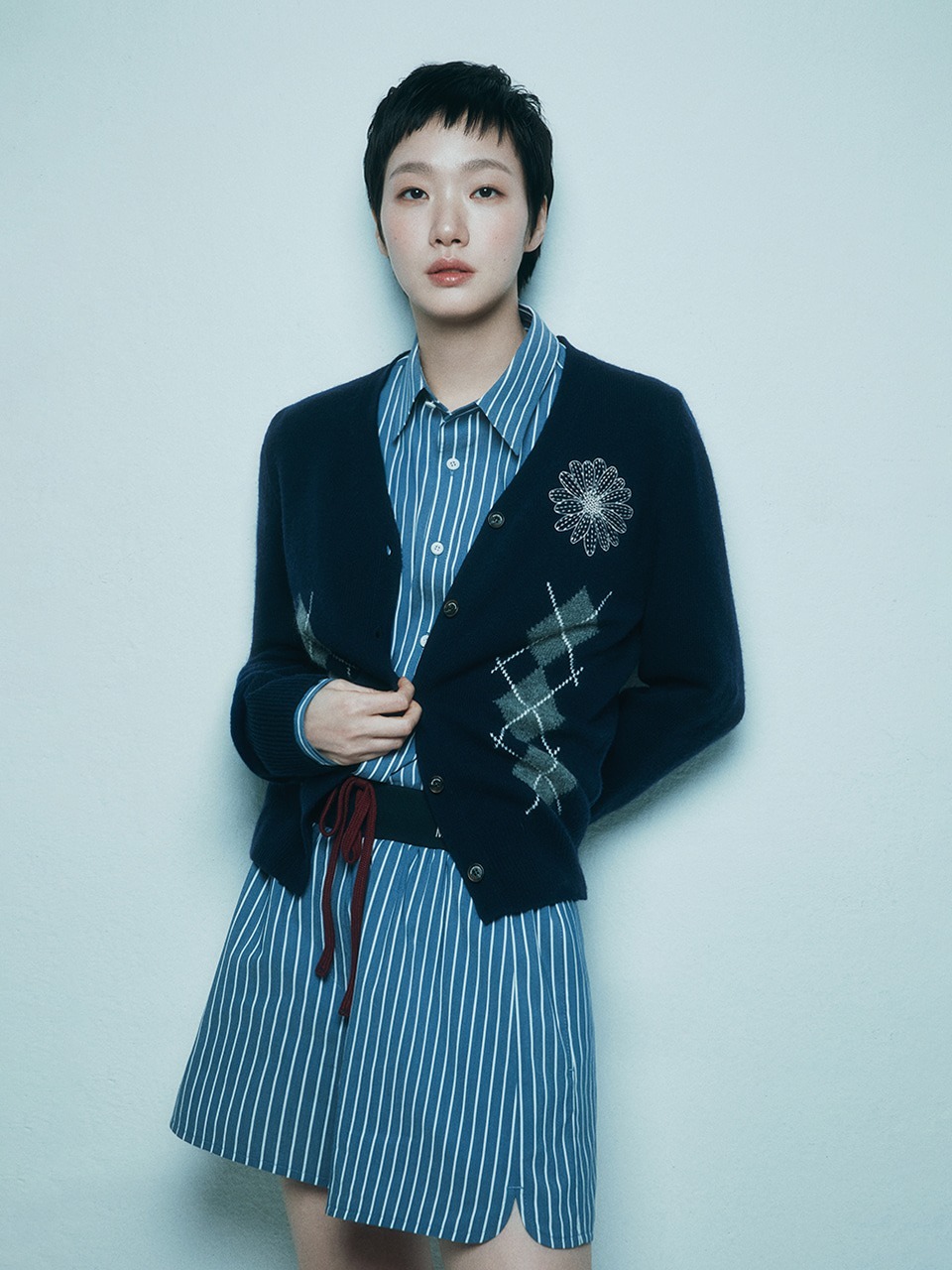 Mardi Mercredi CASHMERE BLENDED CARDIGAN V NECK ARGYLE