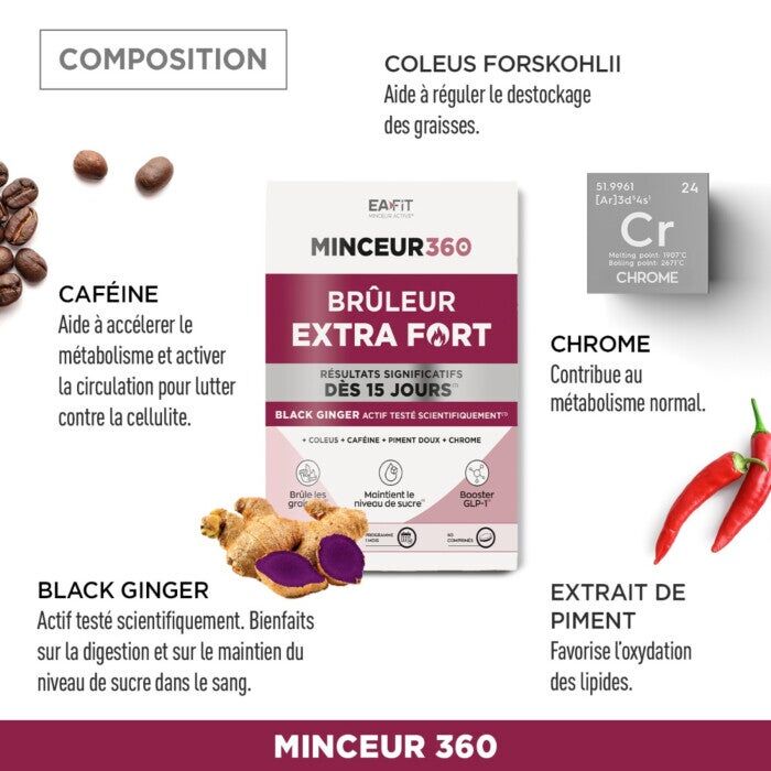 法國  EAFIT BURNE   特強脂肪燃燒片 60片【正品】身材管理糖油阻斷燃脂 Eafit Active Slimming Minceur 360