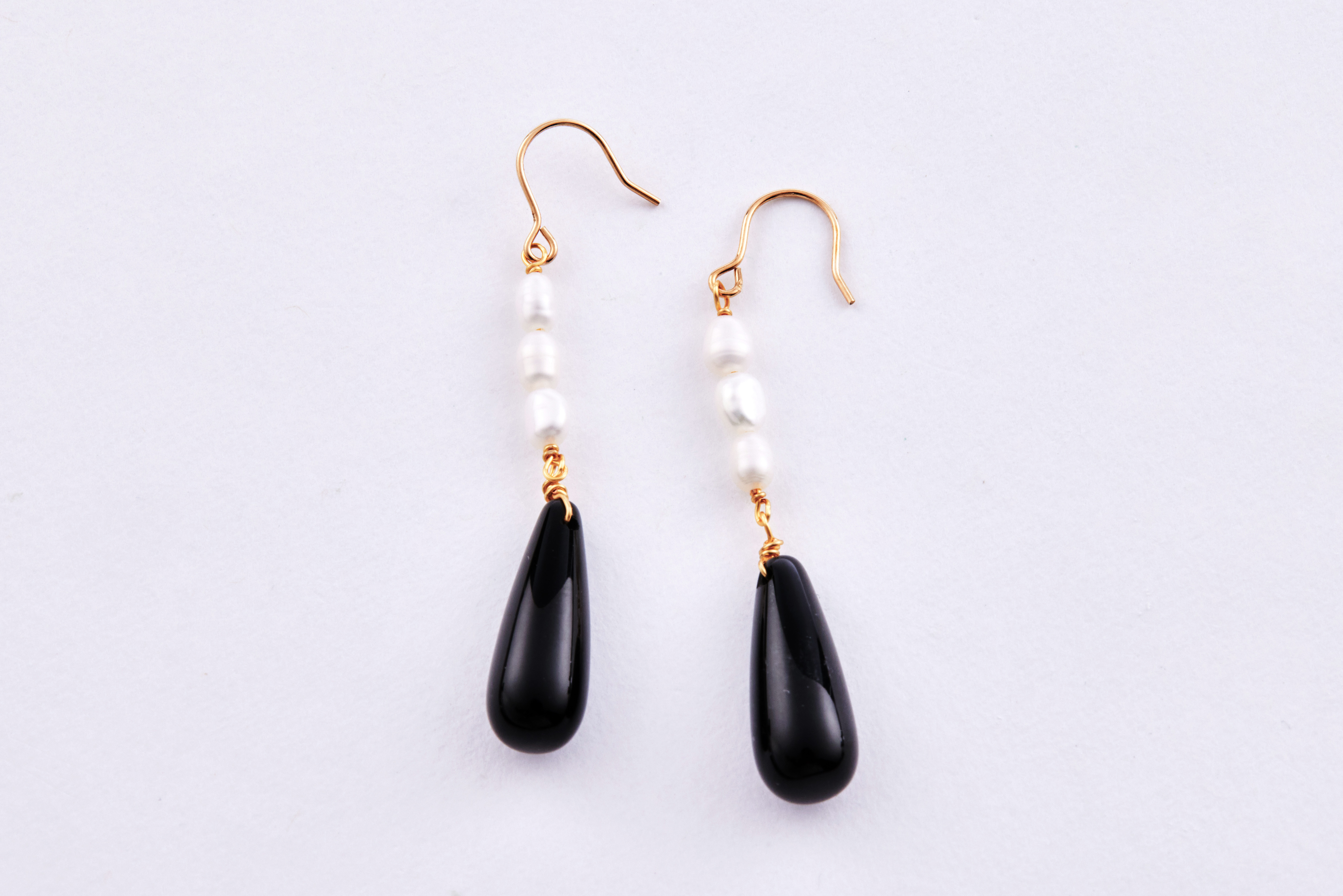 E2652 | 14kgf黑瑪瑙珍珠耳環