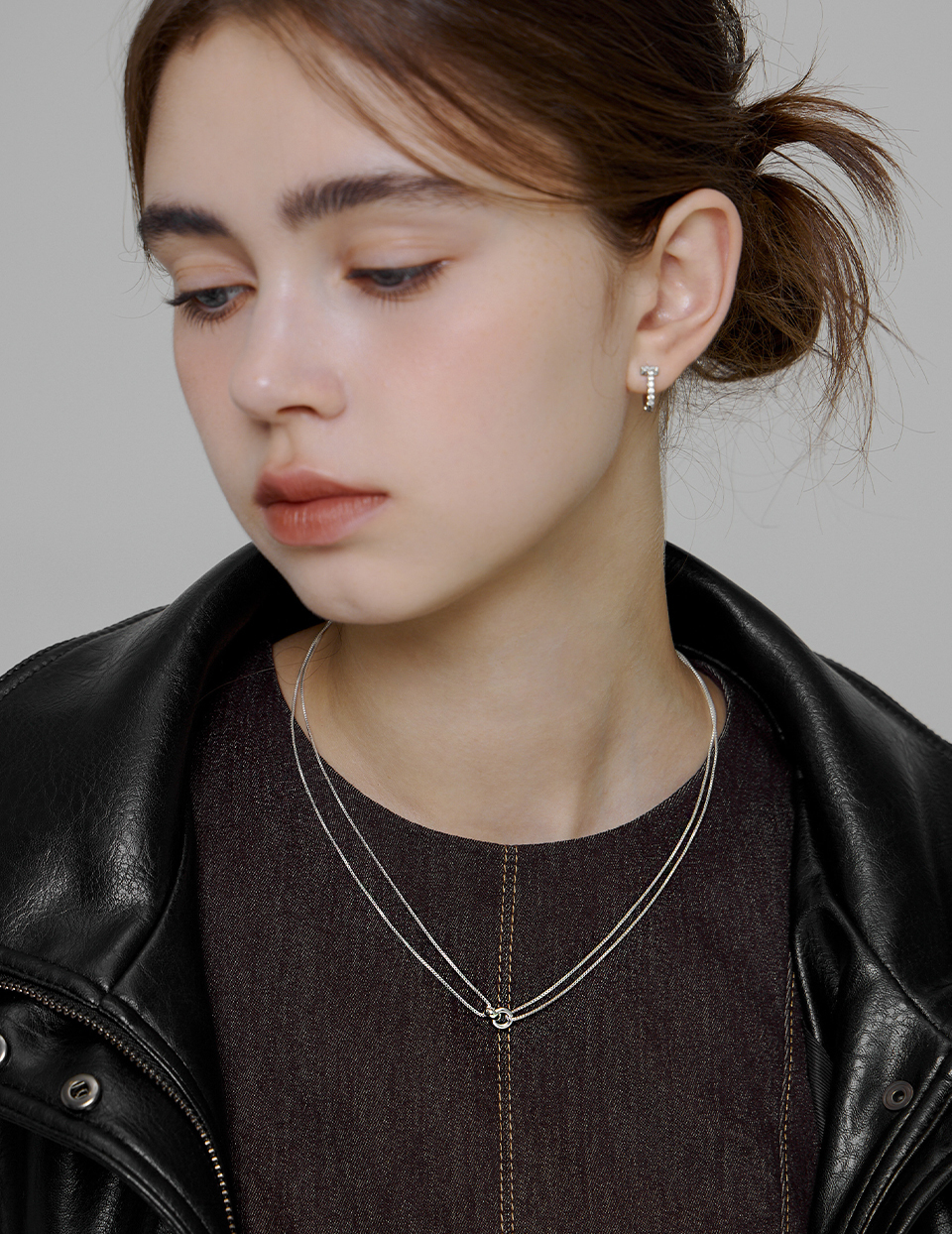 圓環相疊雙層鎖骨鍊