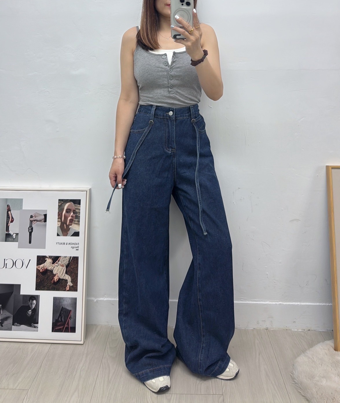 韓-6905綁帶牛仔褲