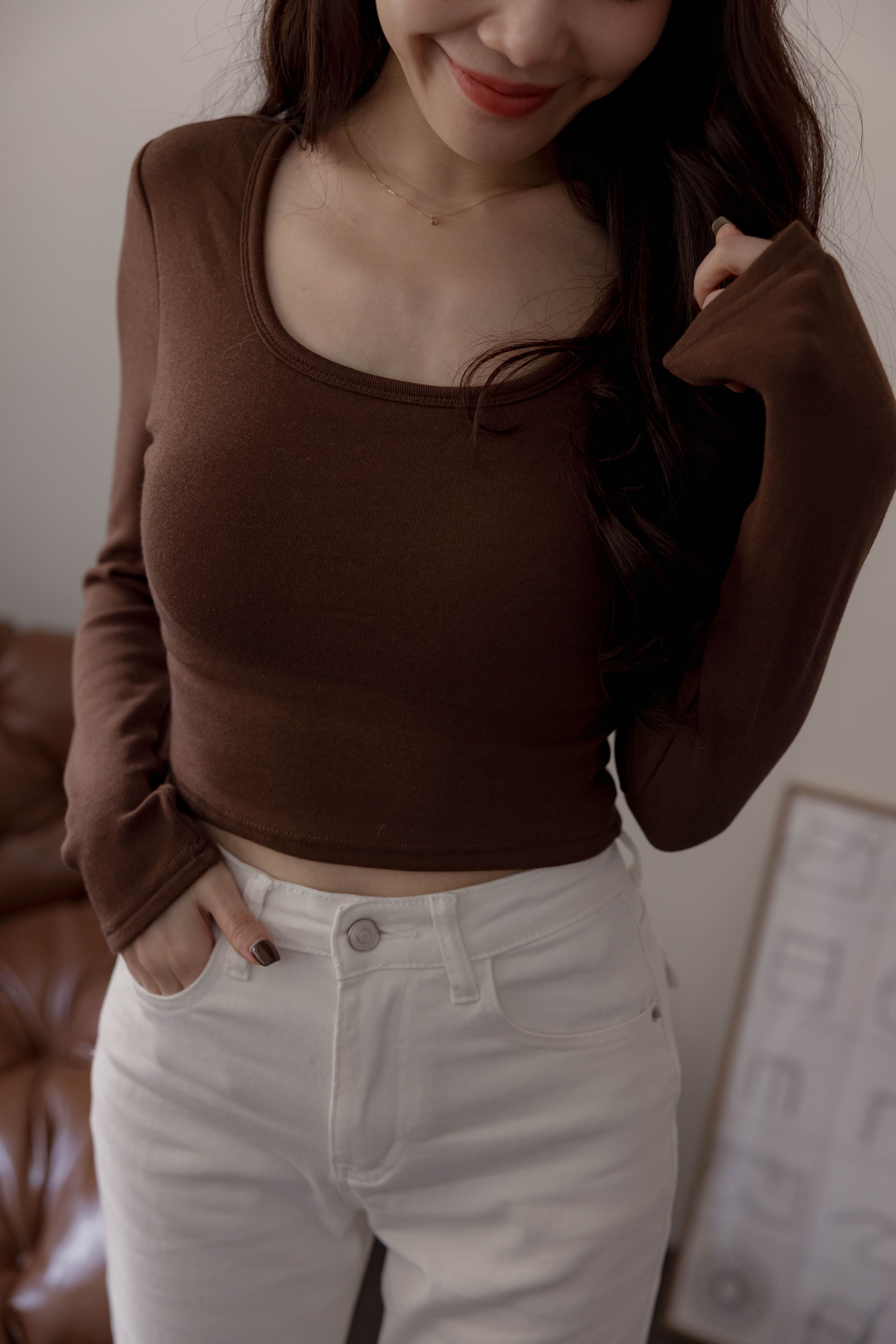 （現貨）#AH56 方領磨毛bratop(深咖/白/深灰/黑/紅)#貼身衣物不退不換