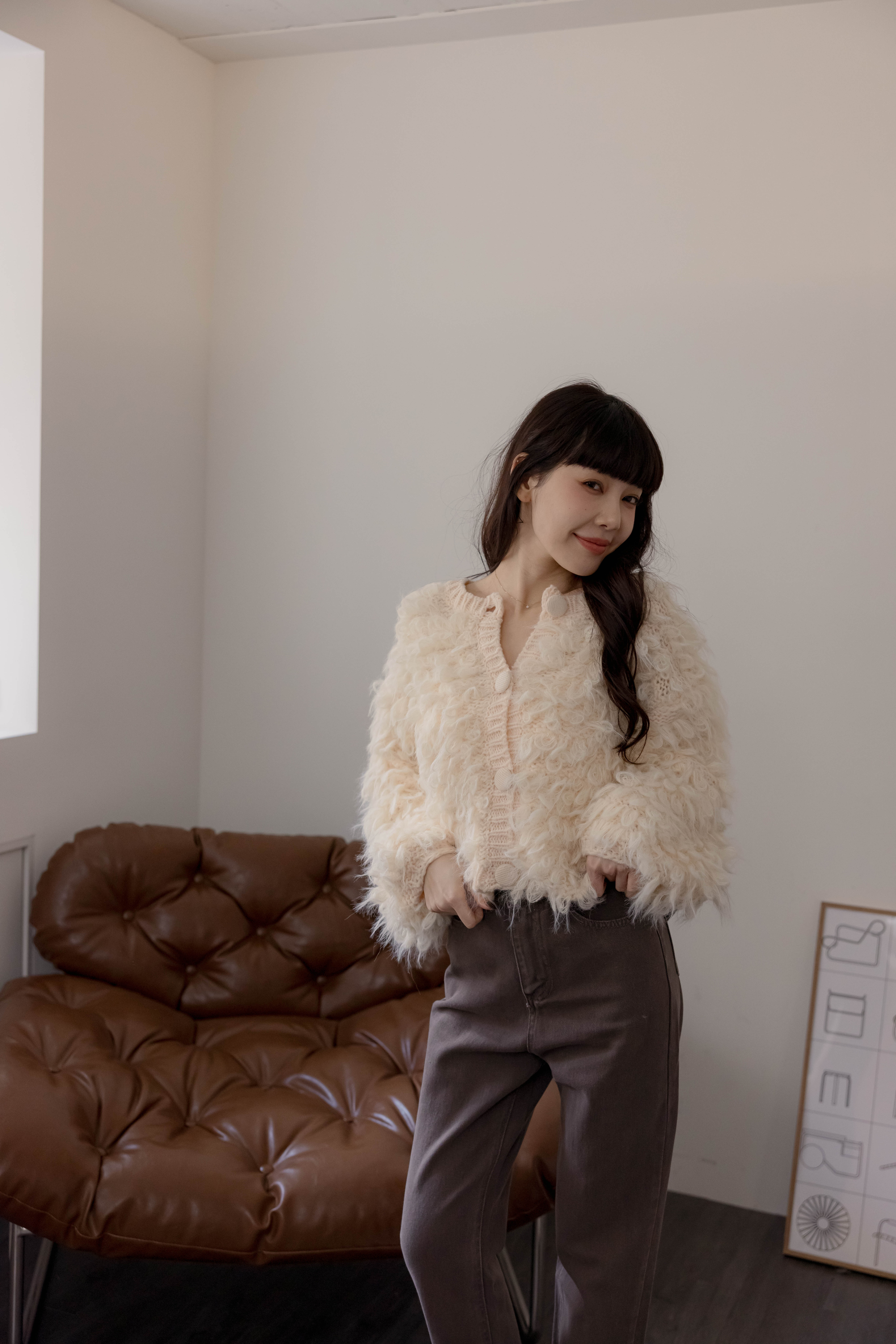 （現貨）#AH44 不能再錯過圈圈毛外套(杏/白/粉/卡其)