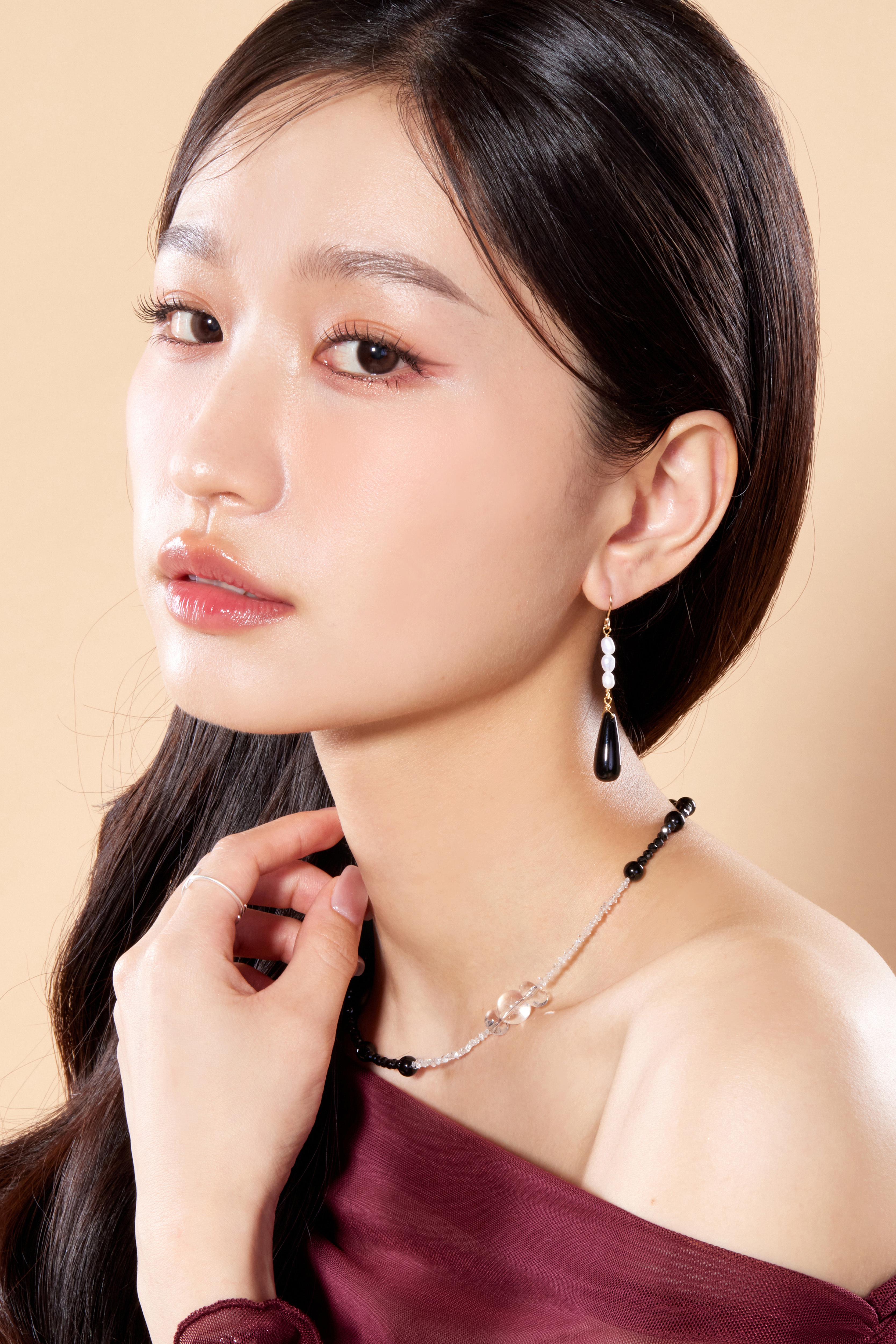 E2652 | 14kgf黑瑪瑙珍珠耳環