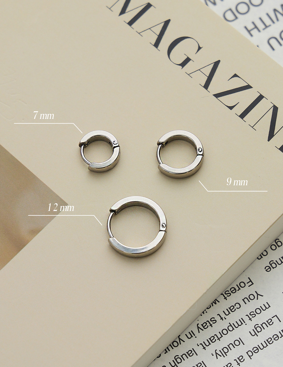 極簡圓扣。針式耳環-12mm