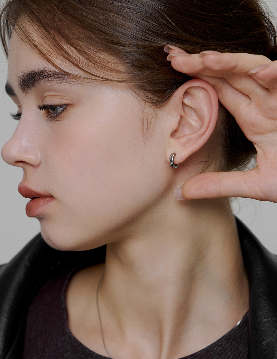 極簡圓扣。針式耳環-7mm