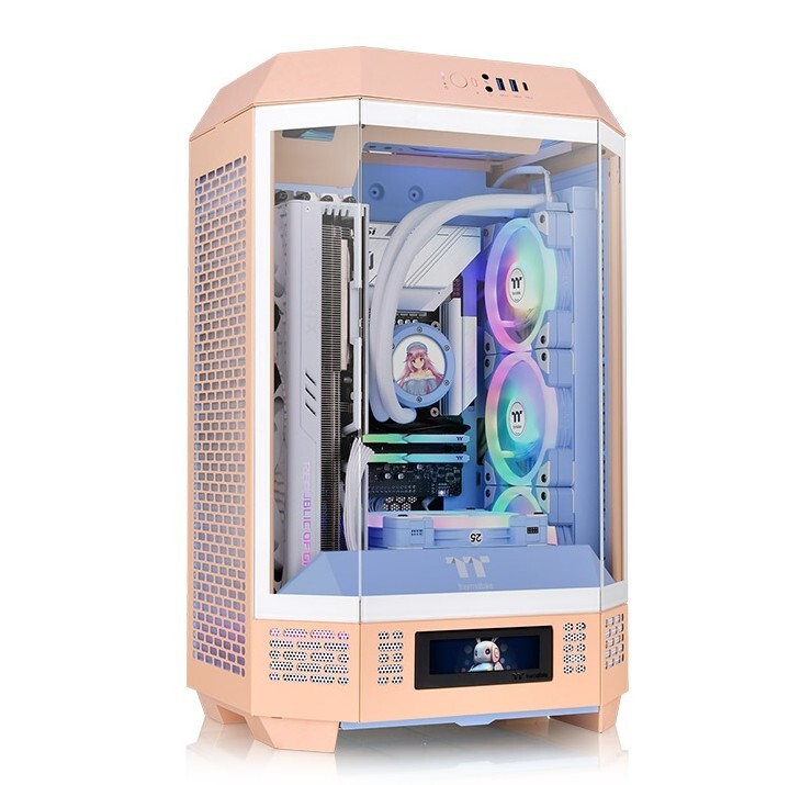 曜越Tt 透視 The Tower 300 全景直立式小型機殼 (蜜桃粉)