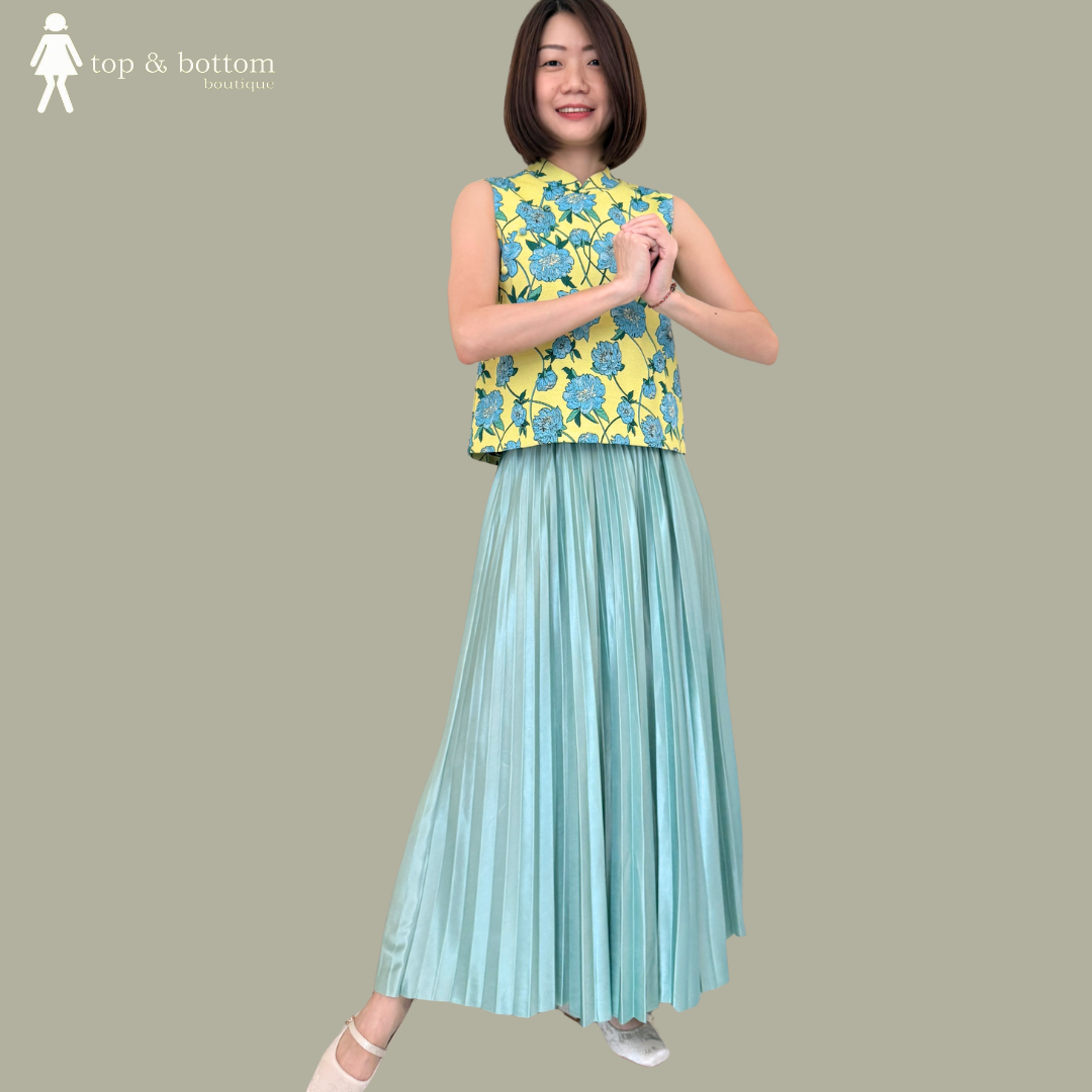 SLEEVELESS BROCADE CHEONGSAM BLOUSE