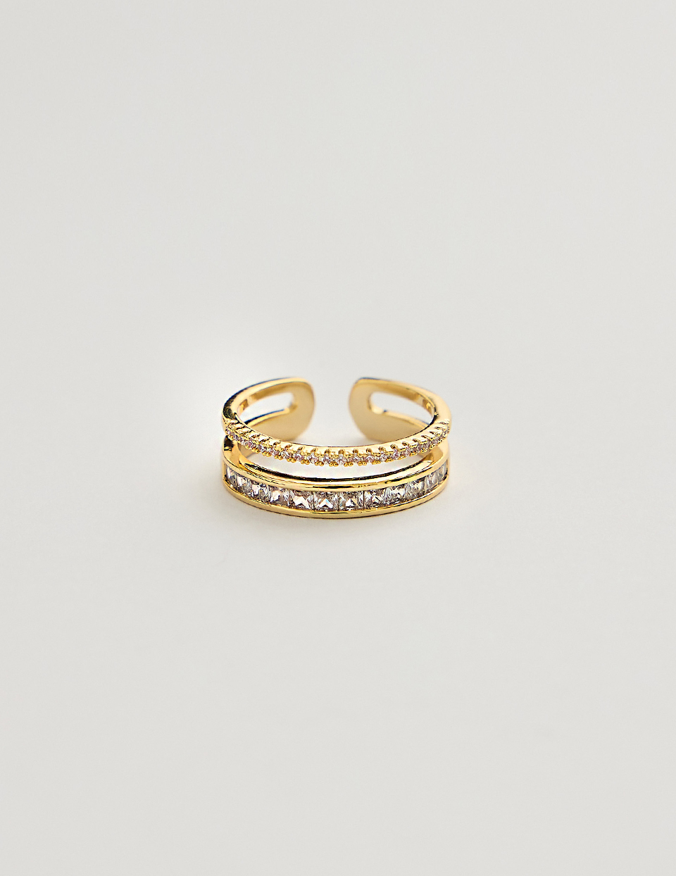 雙排晶鑽可調式戒指