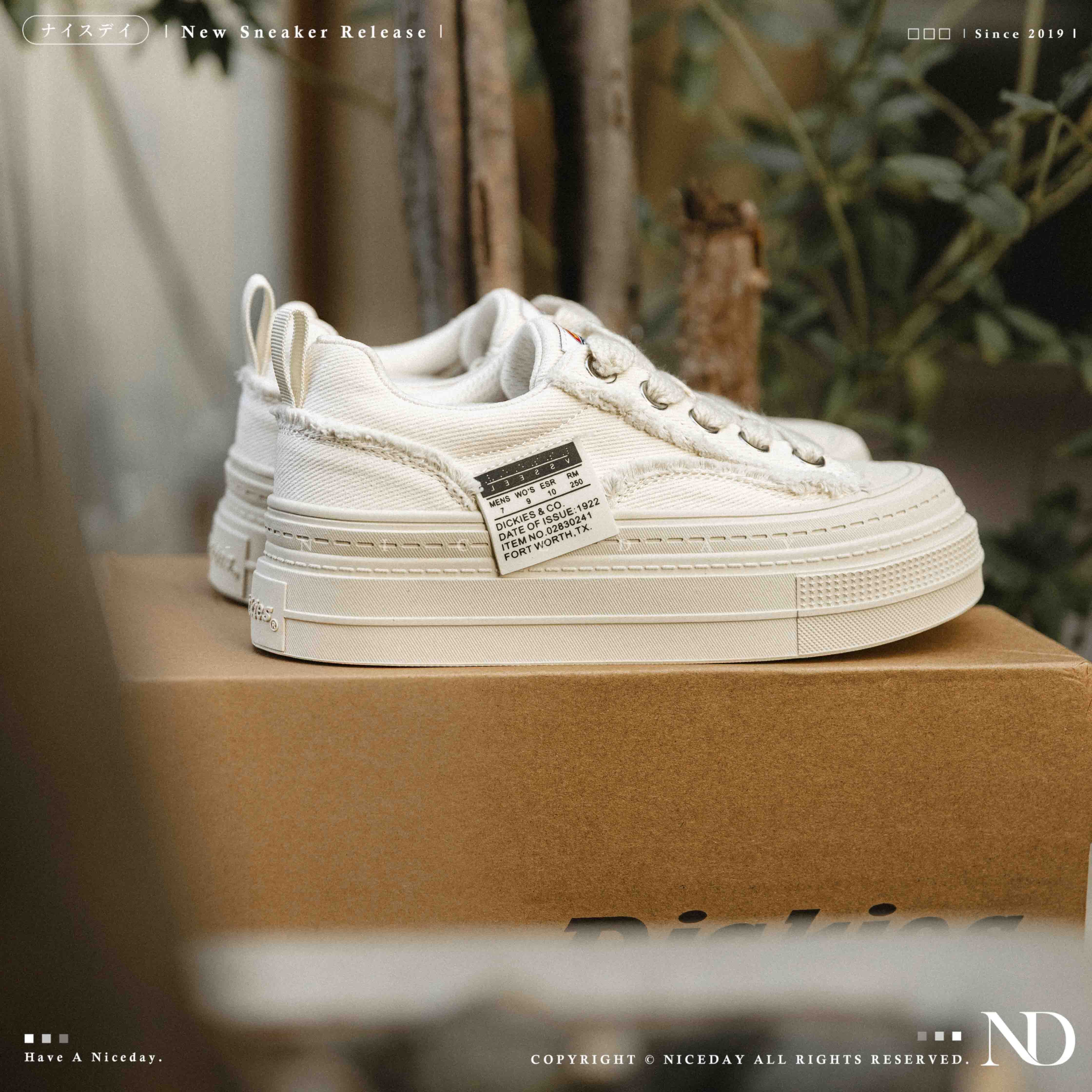 NICEDAY 代購 Dickies 英倫 厚底 增高 帆布鞋 白 米白 女款 251W50LXS57C