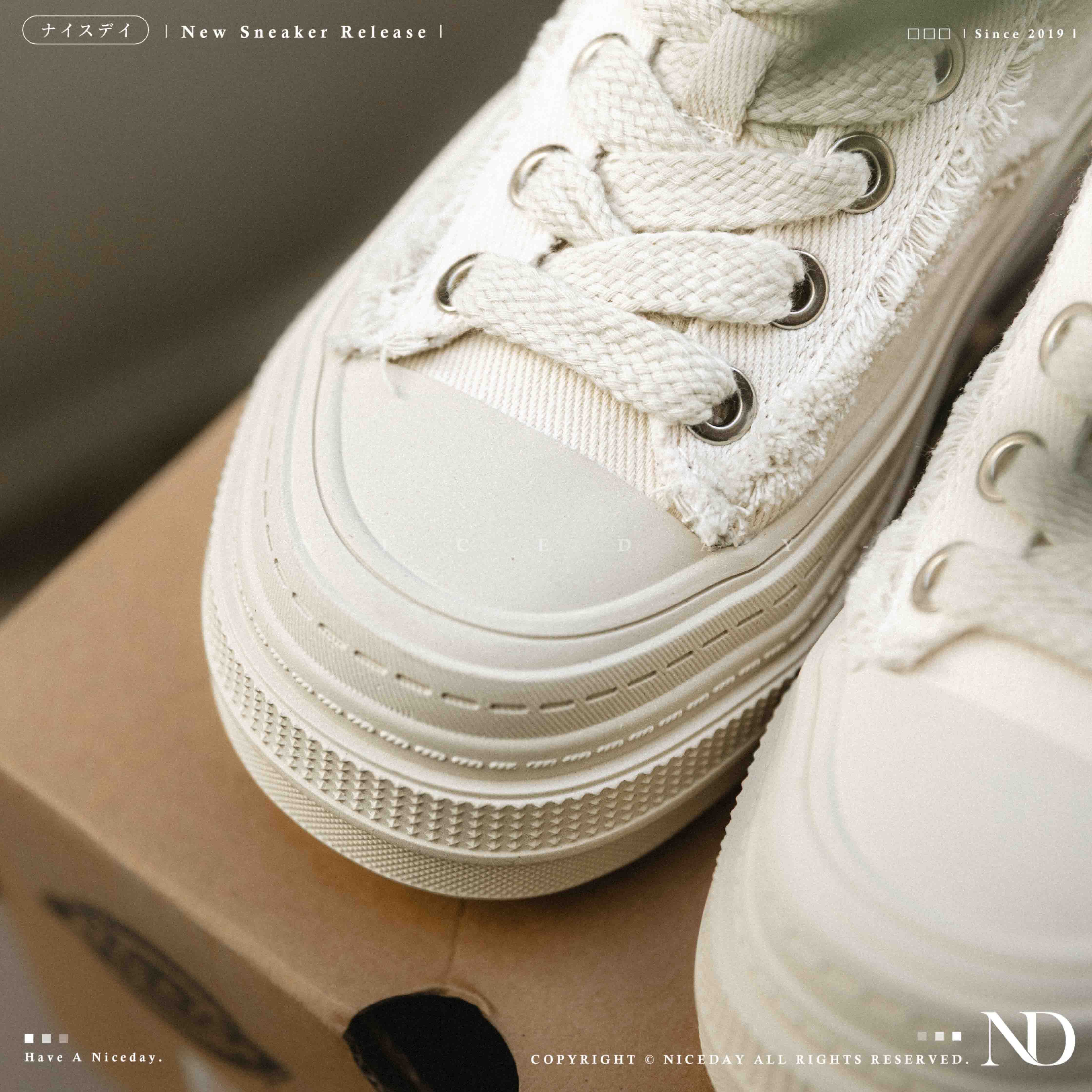 NICEDAY 代購 Dickies 英倫 厚底 增高 帆布鞋 白 米白 女款 251W50LXS57C