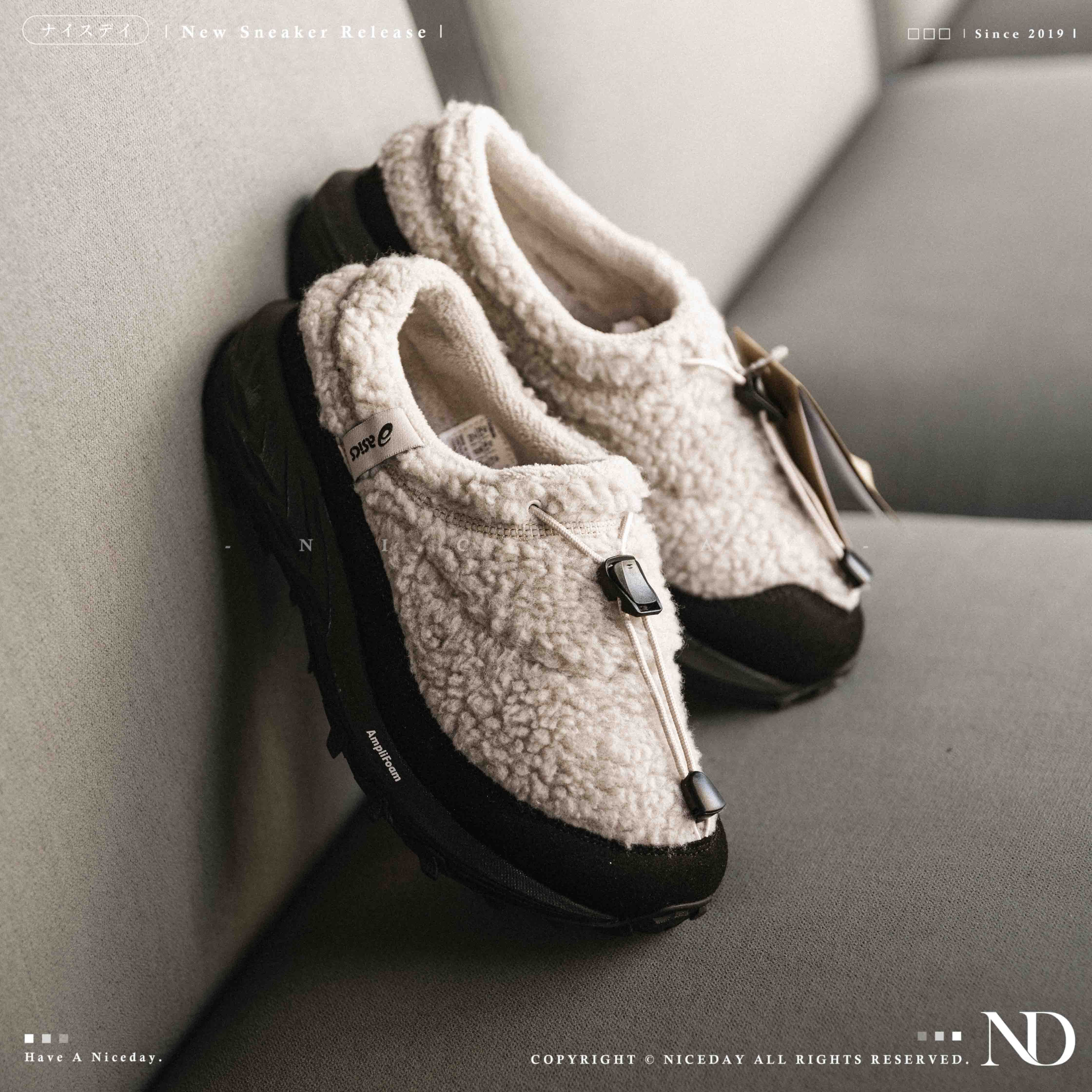 NICEDAY 代購 ASICS GEL-SONOMA WT 熊貓 貓熊 黑白 米白黑 絨毛 羊羔絨 抽繩 泰迪鞋 穆勒 懶人鞋 女鞋 1203B036-020