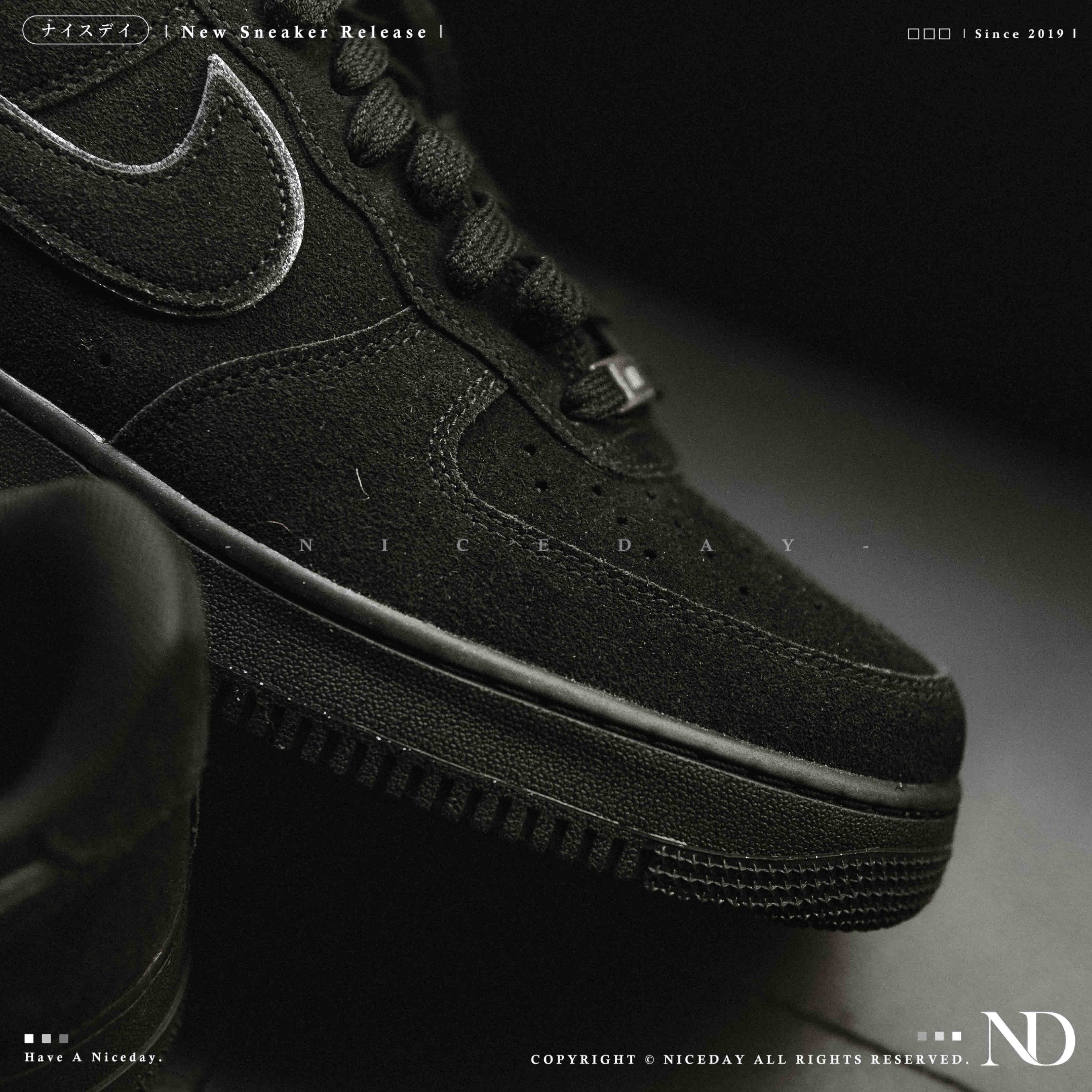 NICEDAY 代購 Nike Air Force 1 黑貓 黑 麂皮 全黑 黑魂 黑豹 黑鞋 男鞋 HQ1966-002