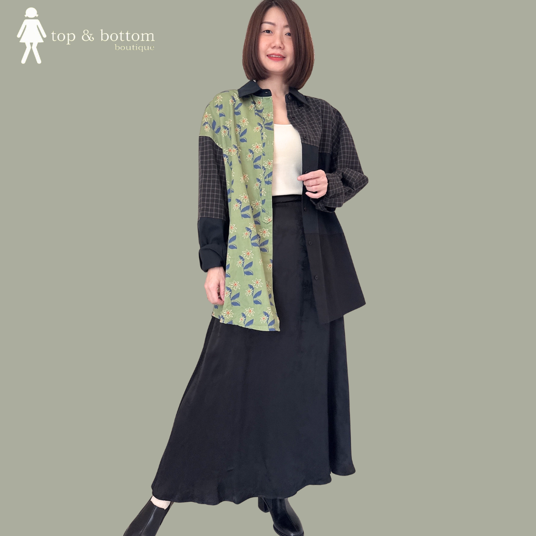 SILK BROCADE PRINTED LONG SKIRT