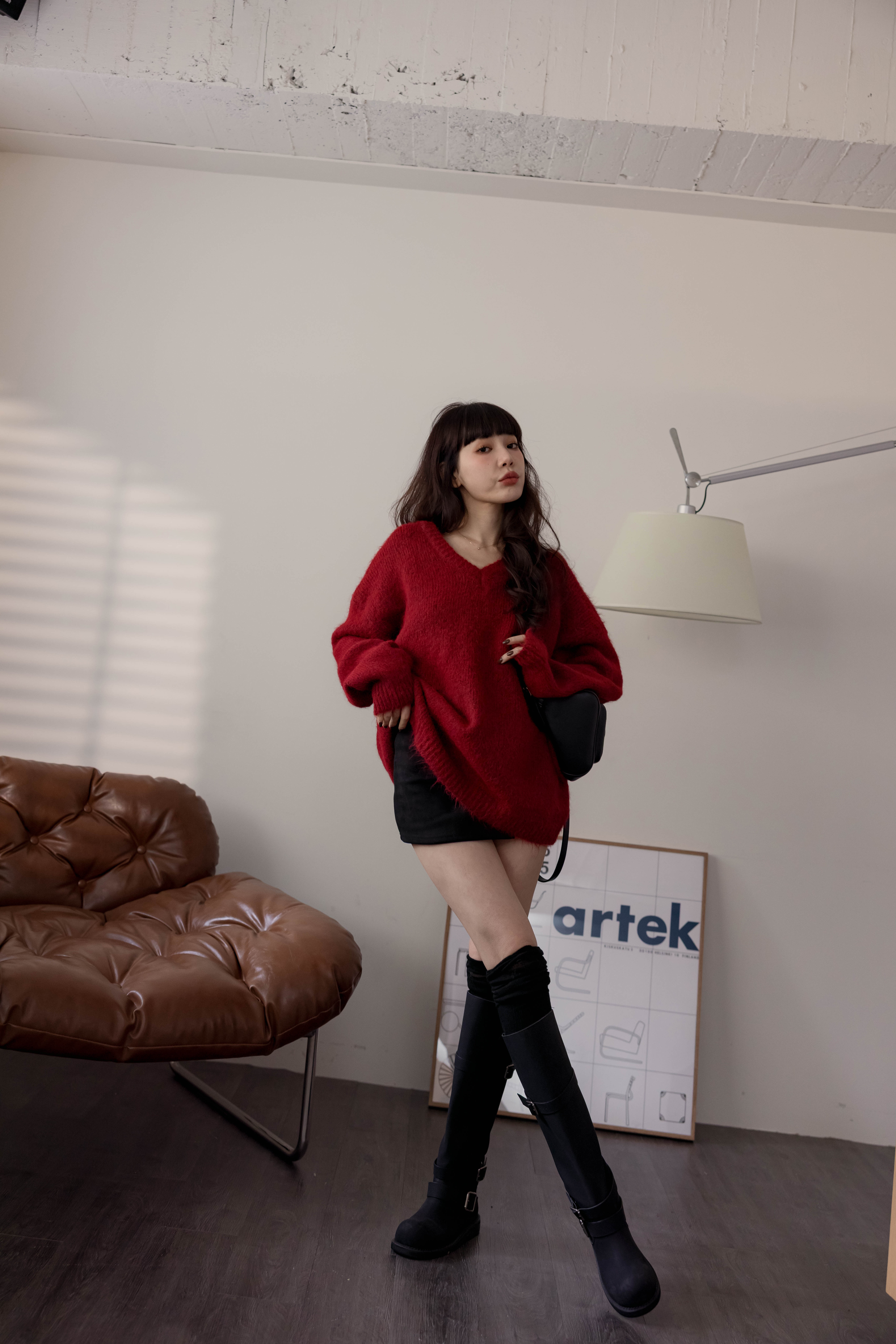 （現貨）#AH52 美美噠V領毛衣(白/紅/灰)