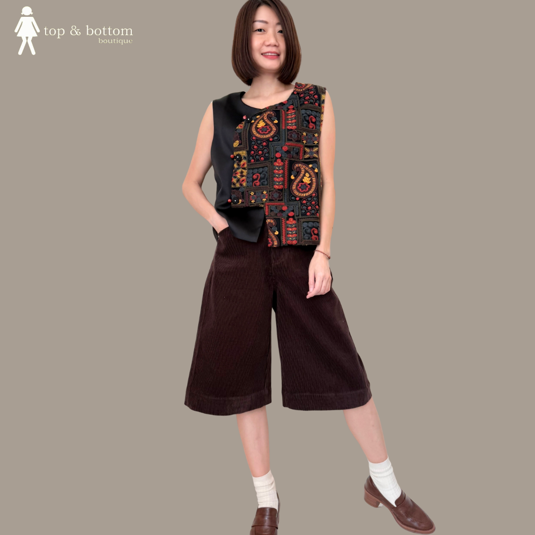 SATIN ORIENTAL EMBROIDERED FLOWER VEST