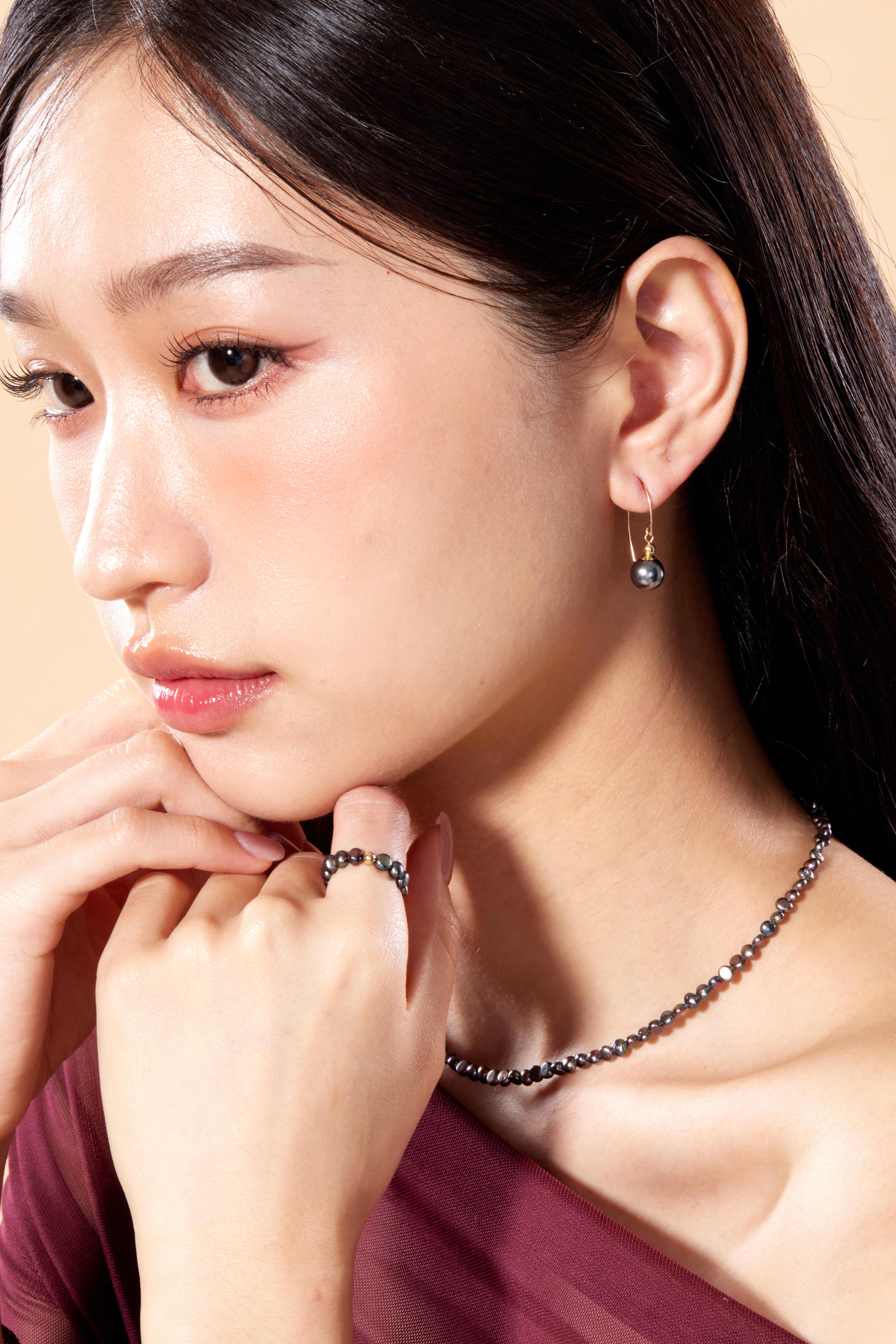 R1352 | 14kgf彈性黑珍珠戒指