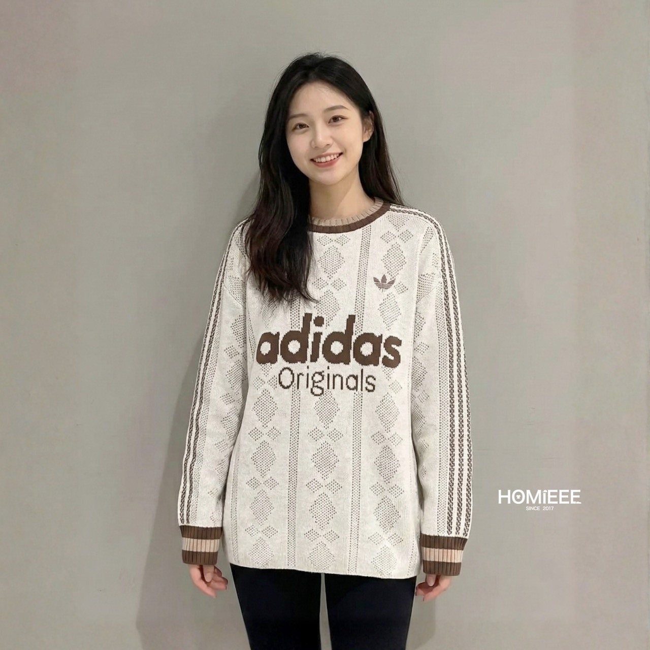Homieee Adidas Originals Sweatshirt 針織 長袖 毛衣 白咖 [KS5956] [KS5957]