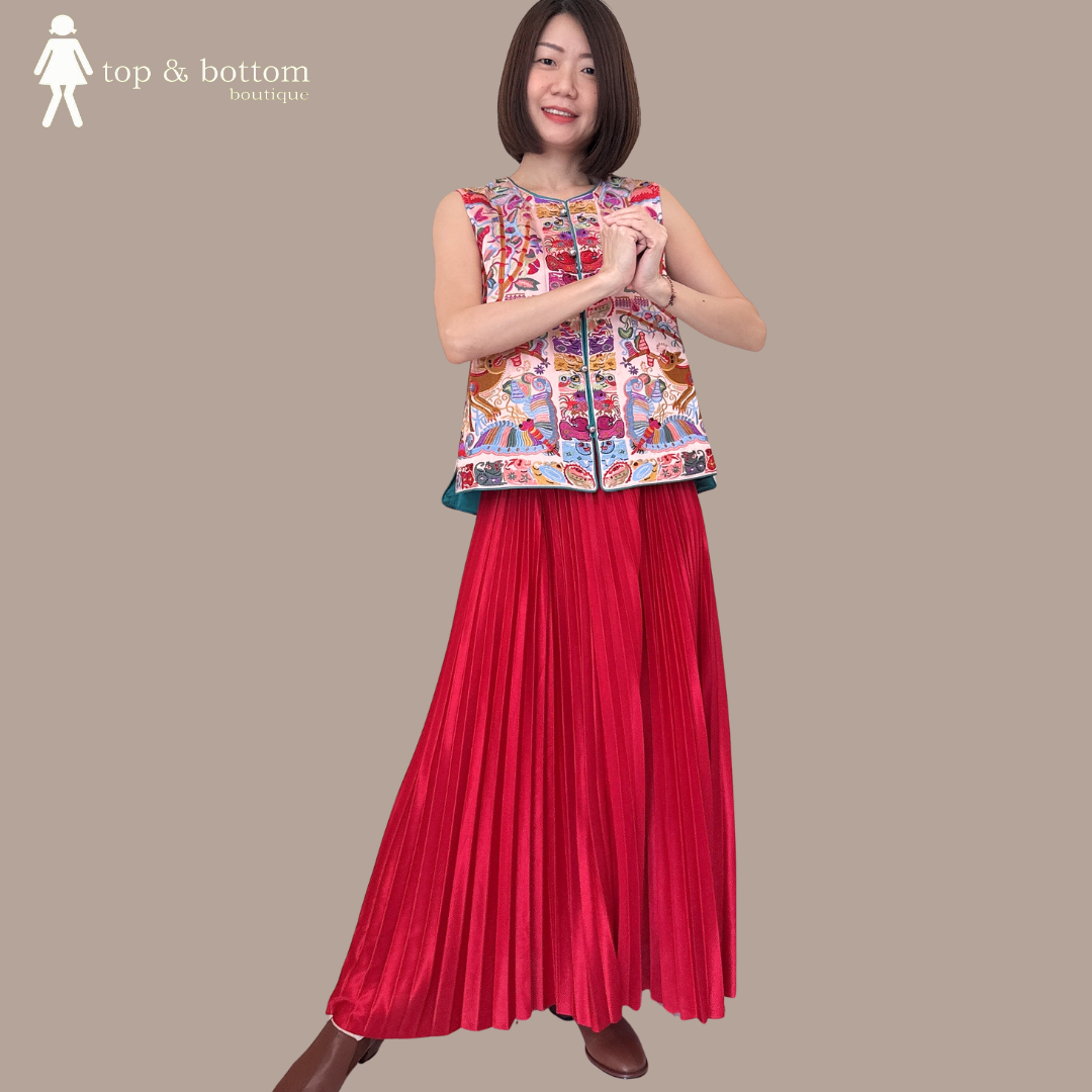 SATIN EMBROIDERY FLORAL ORIENTAL VEST