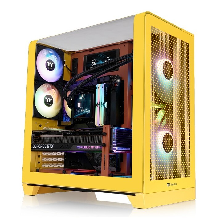 曜越Tt 光透 View 390 Air 雙倉 鷗翼式曲面玻璃 中直立式機殼 (奶油焦糖)