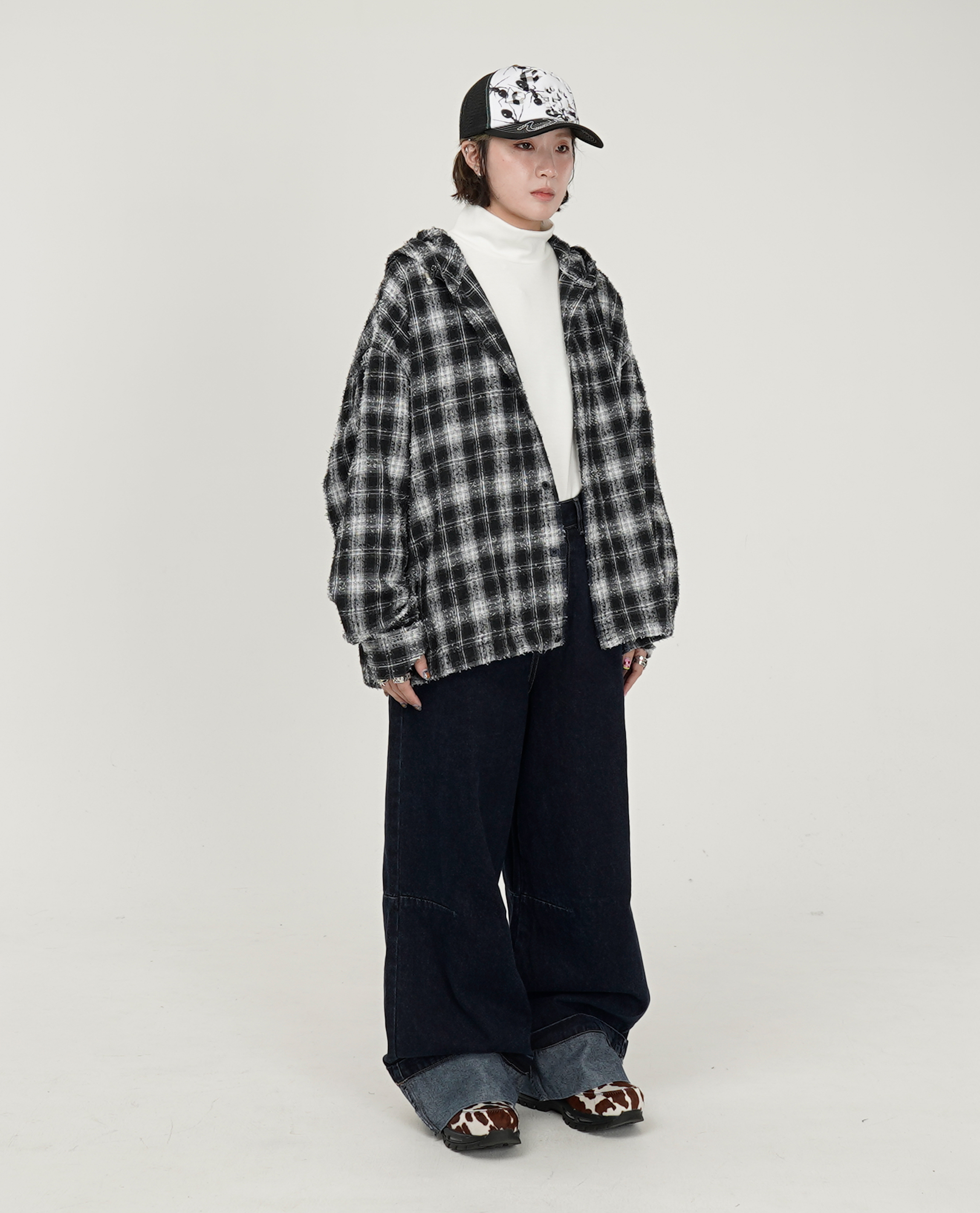 大反摺落地可調腰牛仔