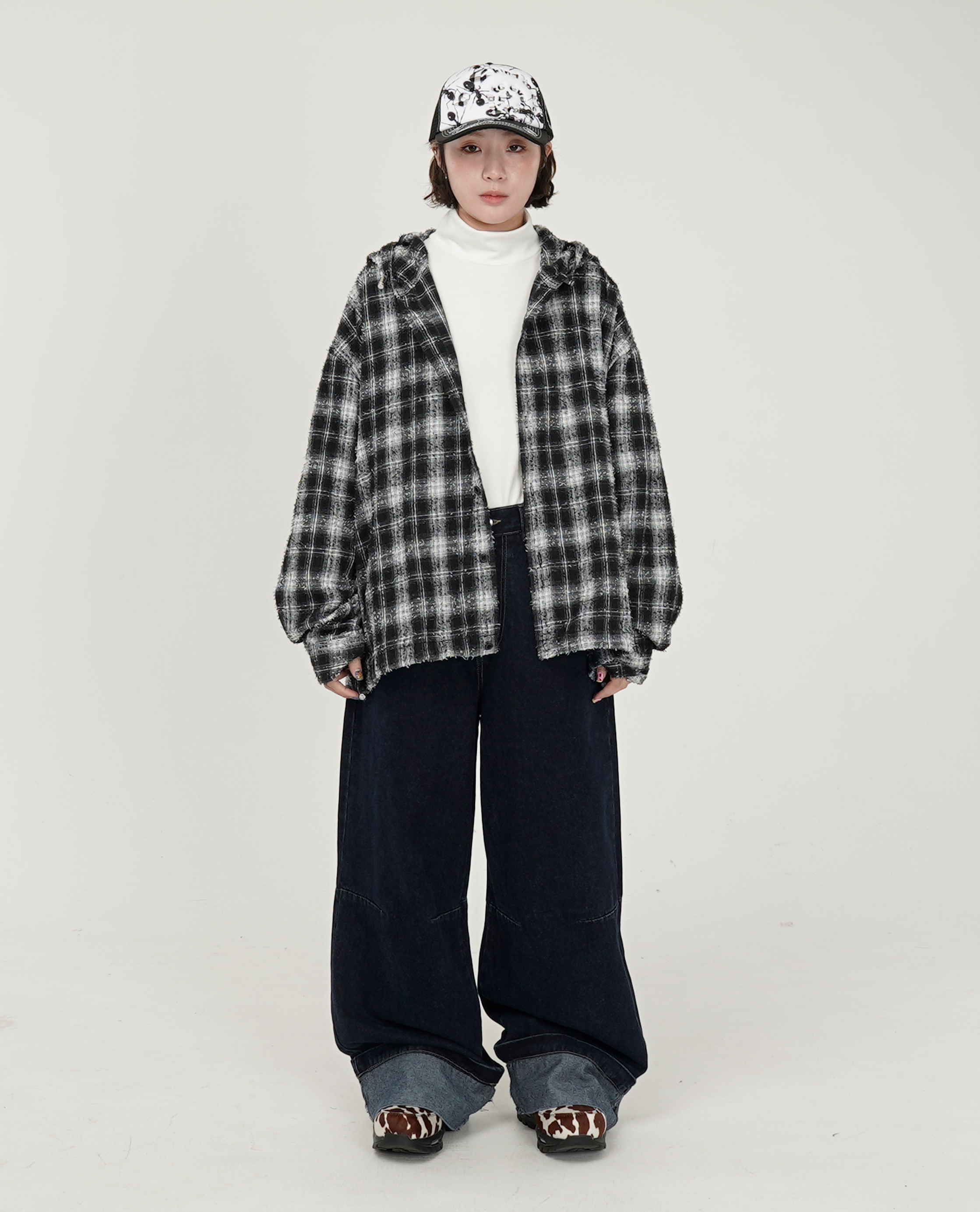 大反摺落地可調腰牛仔