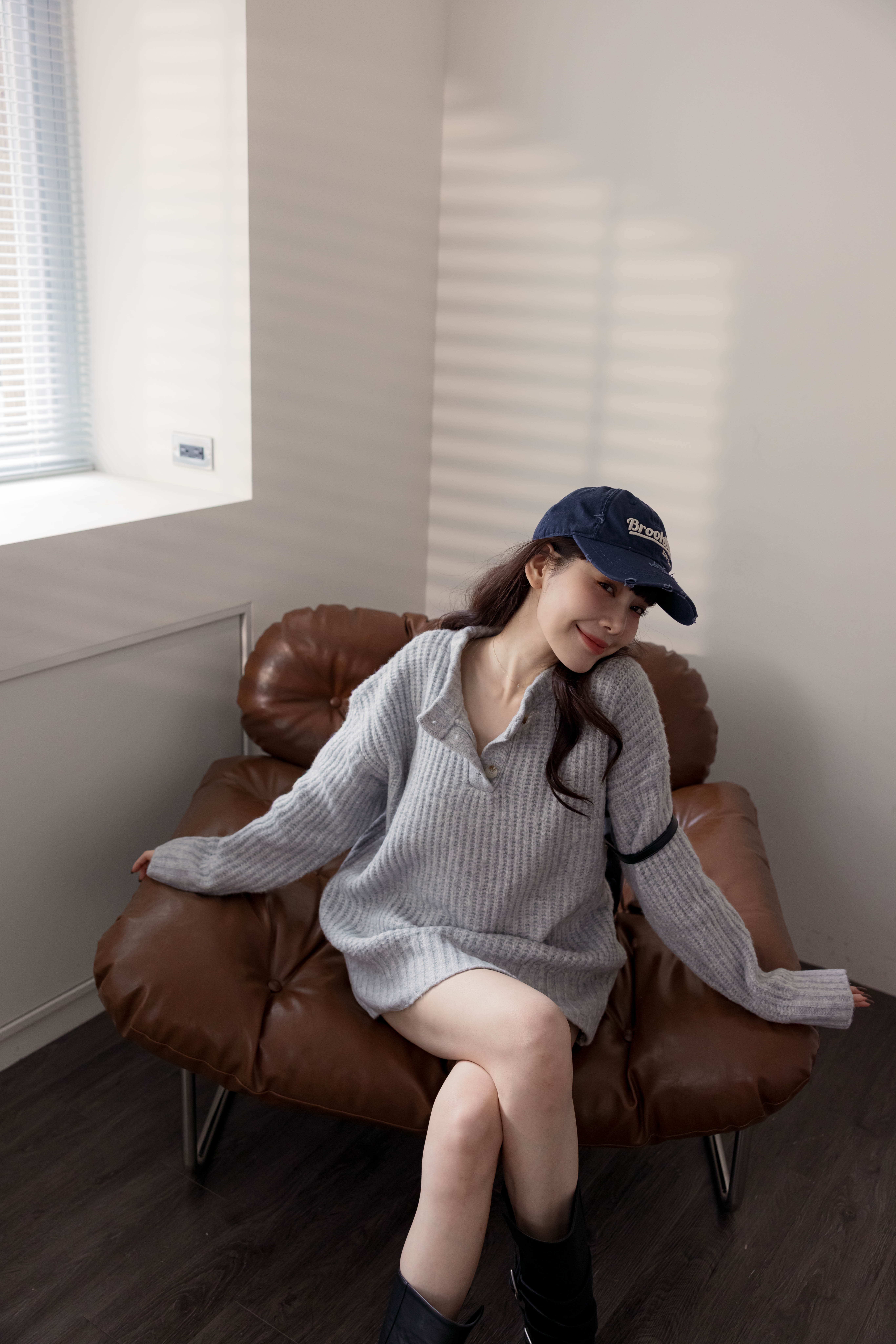 (現貨)#AH51 開襟長板上衣(白/花杏/淺灰)