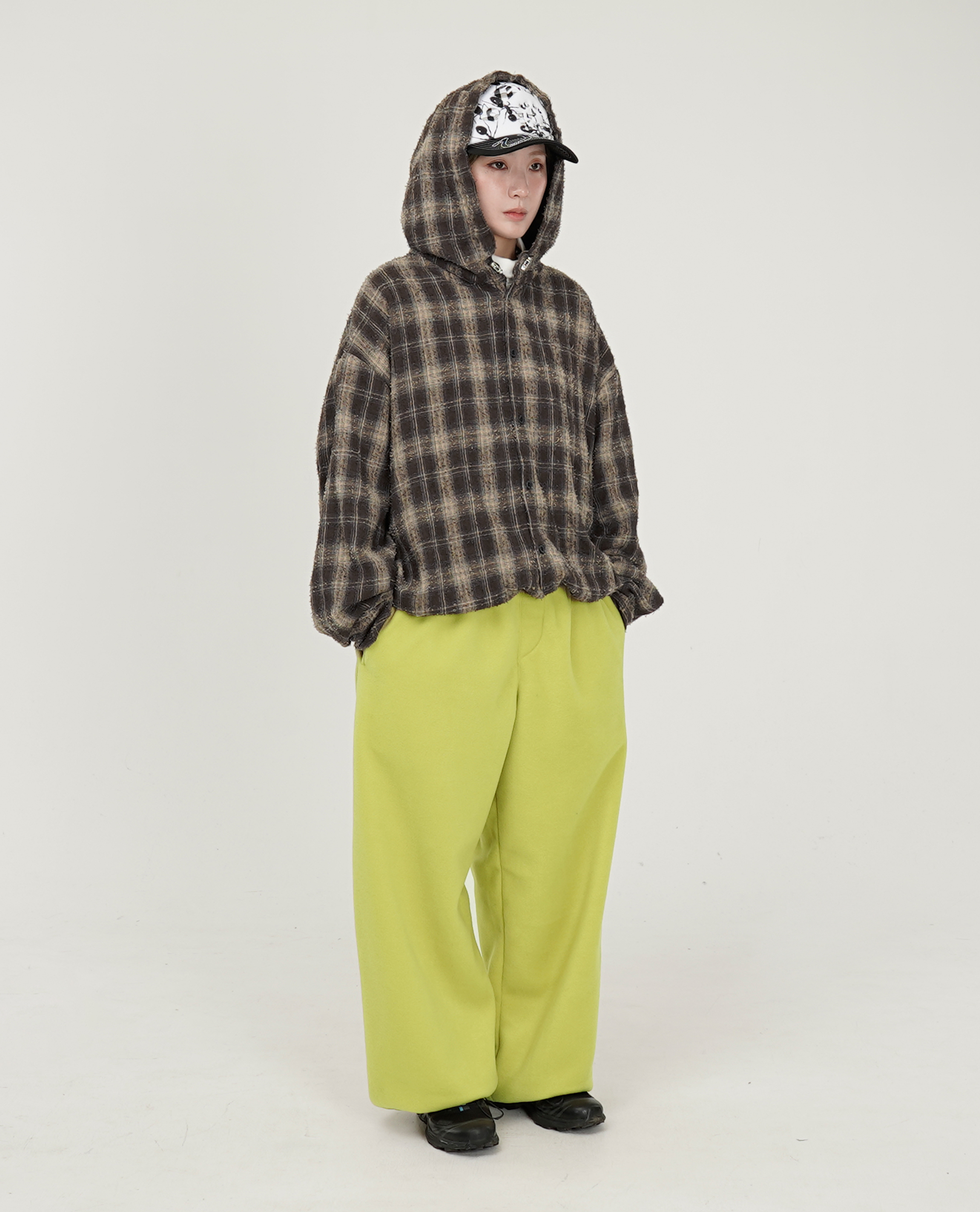 鬆緊腰抓絨下縮口褲