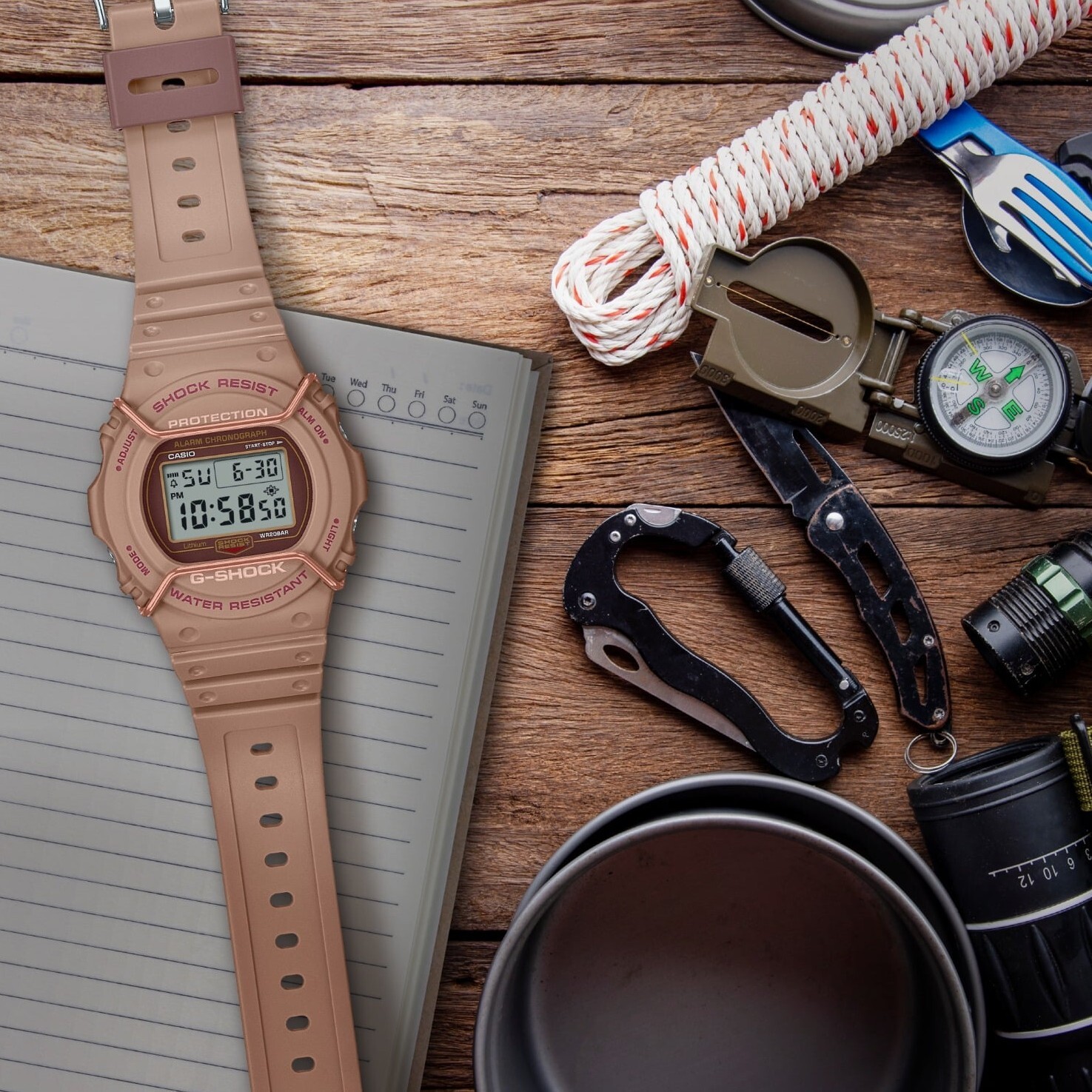 【CASIO 卡西歐】G-SHOCK  世界時間 耐衝擊  運動錶 手錶 DW-5700PT-5D