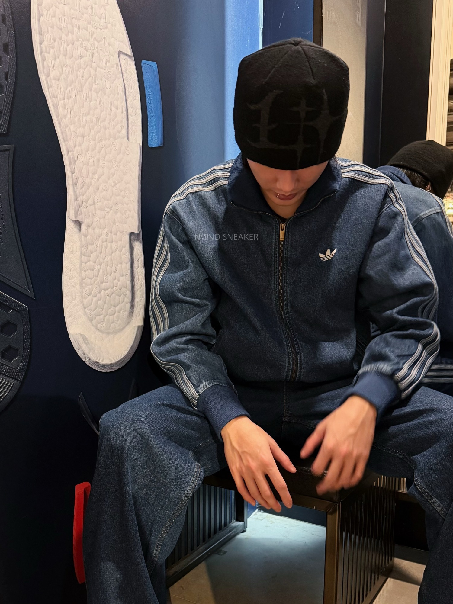 ADIDAS ORIGINALS 套裝控 丹寧牛仔外套 藍/黑