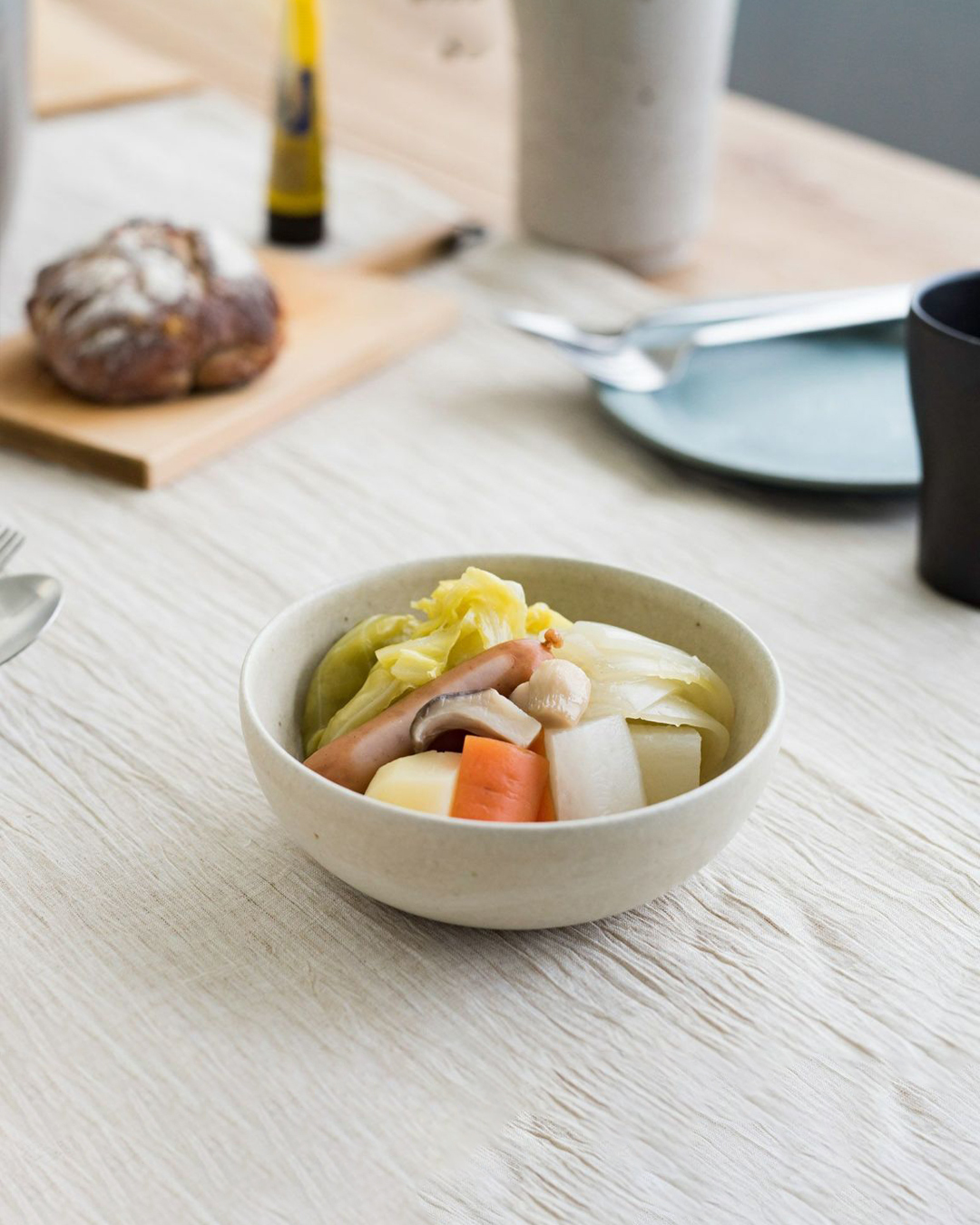 明山窯 TEIBAN WARE 14cm碗 生成(米)｜信樂燒