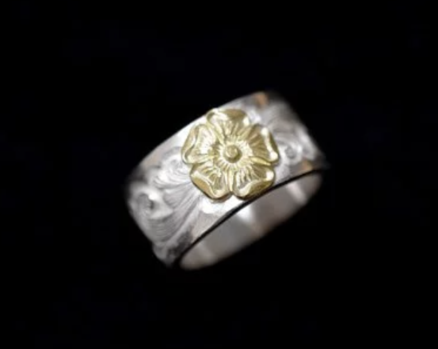 LOVE 系列 18k 點金玫瑰唐草戒指