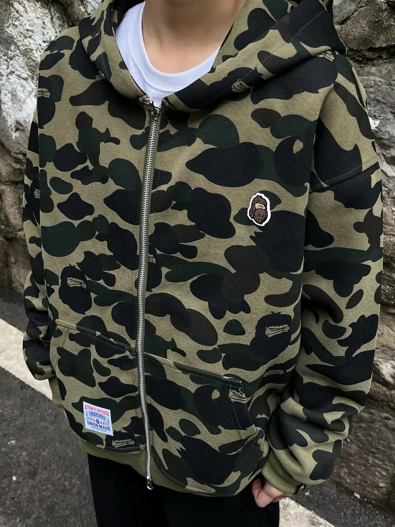 【🦍兩件特價$2200💫】香港IT潮牌 Fingercroxx FGXX 猿人 棉質 迷彩 連帽外套 男女同款 綠/黃/藍/灰