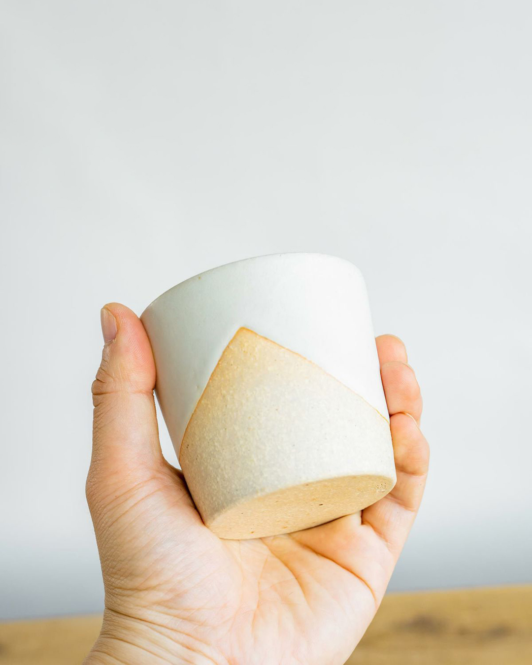 明山窯 陶器簡約水杯 白｜信樂燒