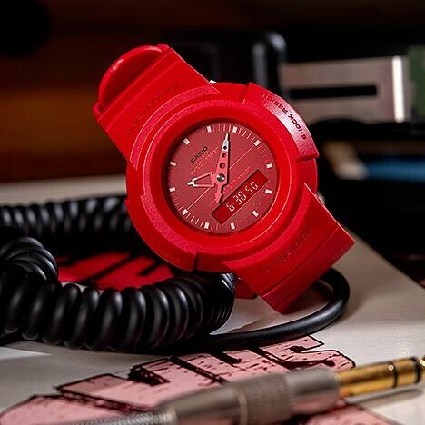 【CASIO 卡西歐】 G-SHOCK 運動玩家 世界時間 數位雙顯 紅色手錶 AW-500BB-4E