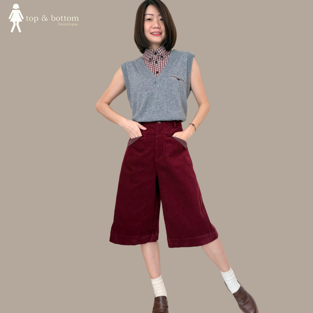 CHECKED SHIRT WITH KNIT VEST OUTER