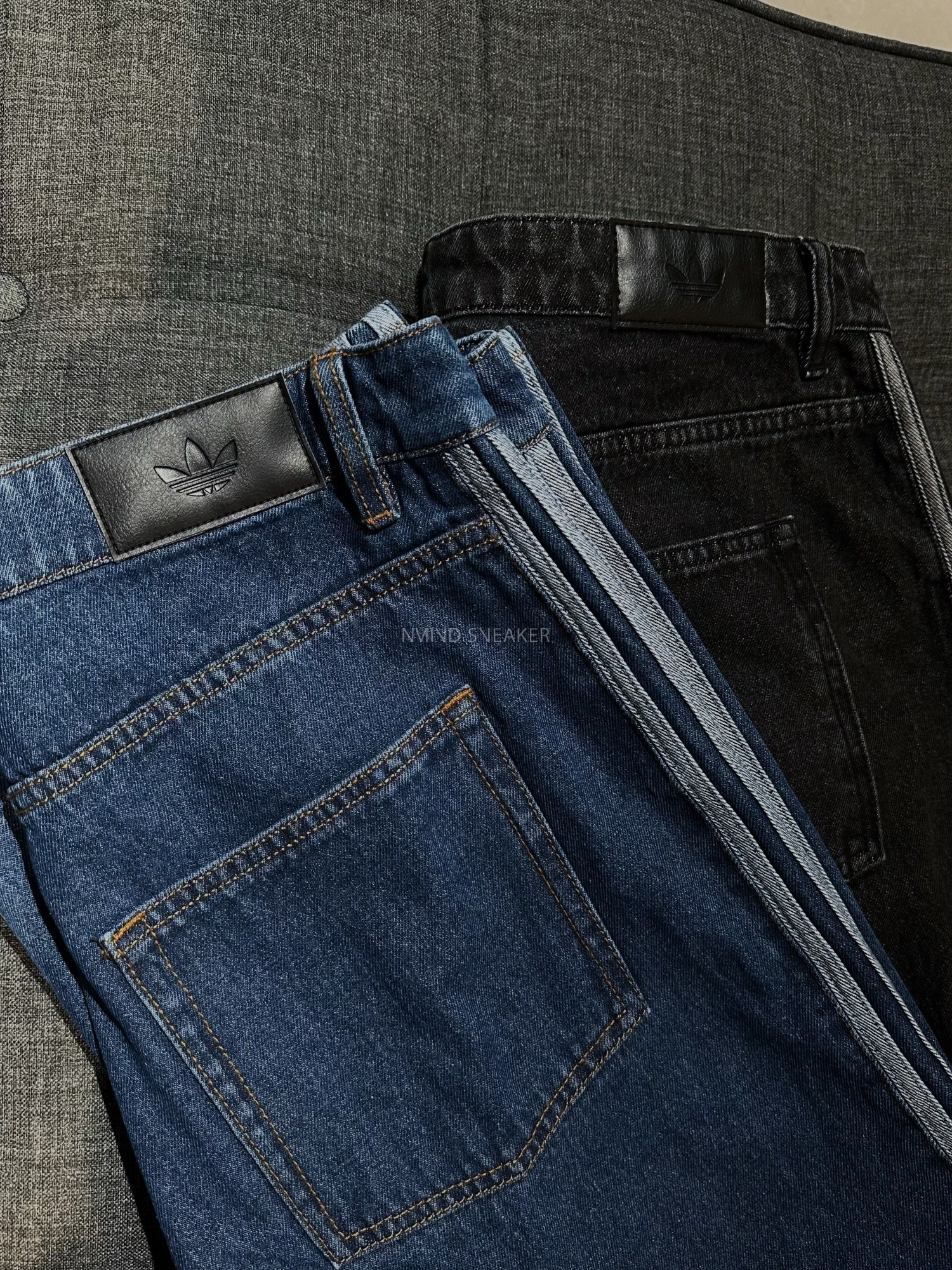 ADIDAS ORIGINALS 套裝控 丹寧牛仔長褲 藍/黑