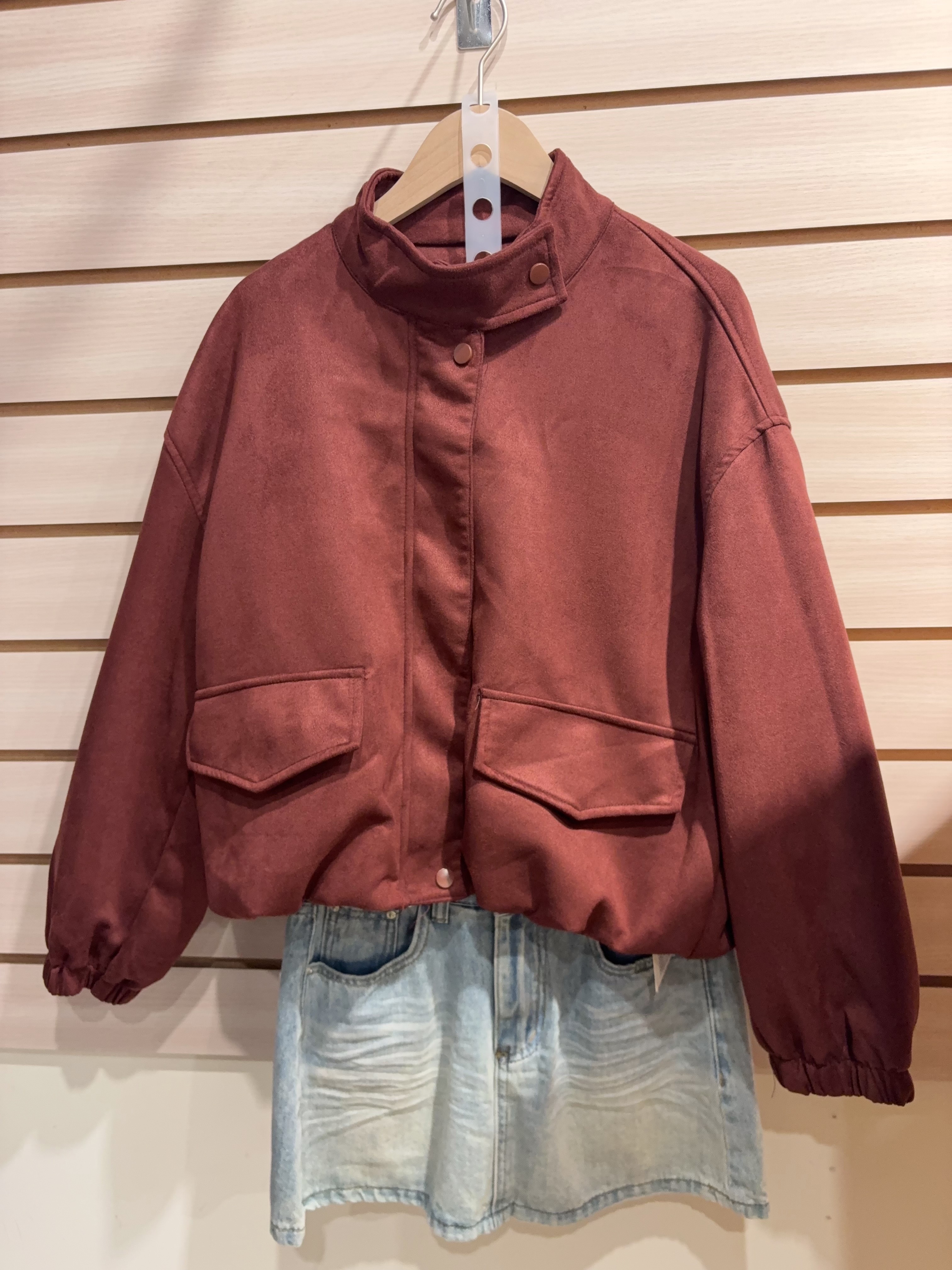 麂皮絨紅棕色外套｜優惠價！