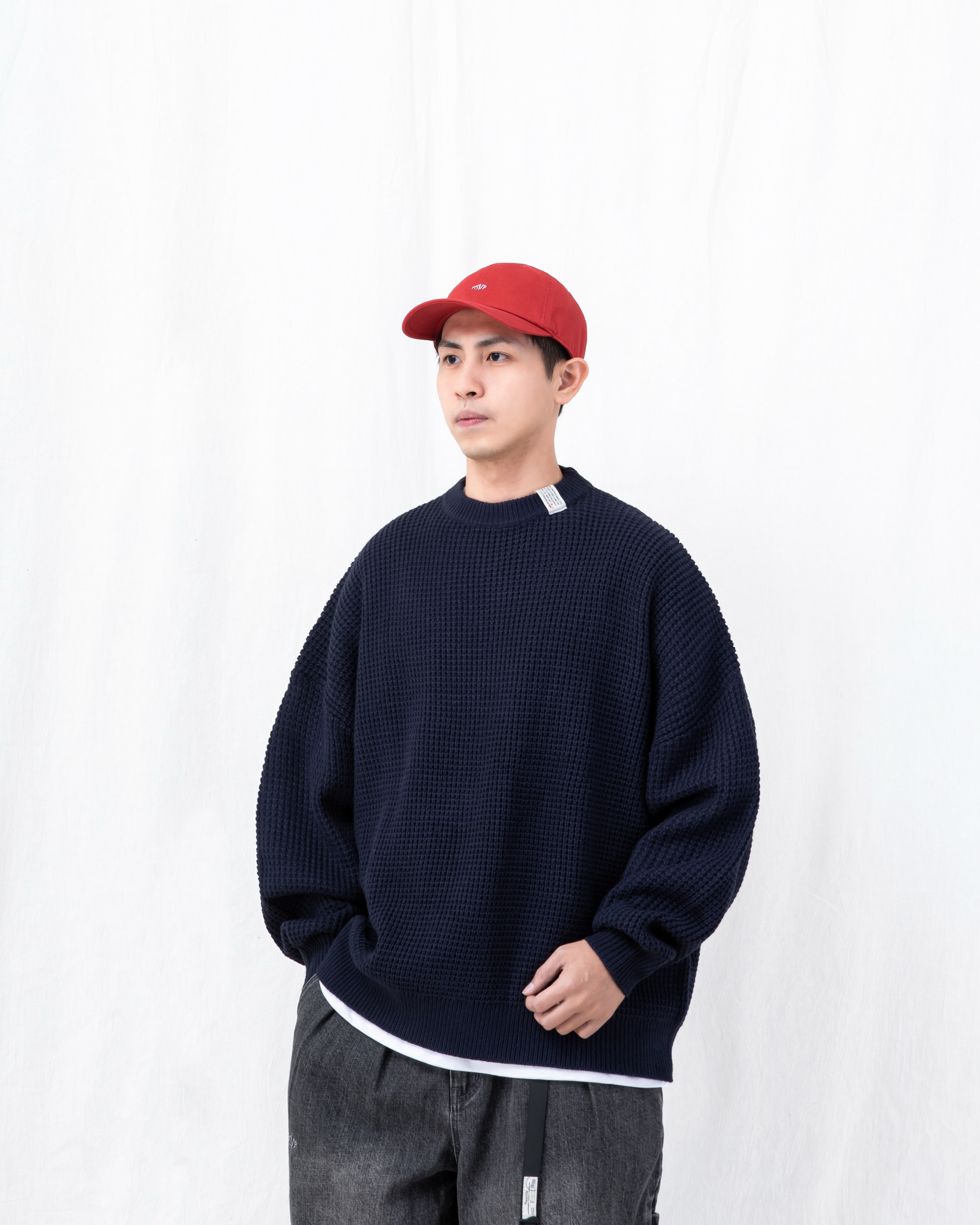 PERSEVERE 華夫格 針織 毛衣 黑/灰/黑藍 25 A/W Waffle-Knit Sweater