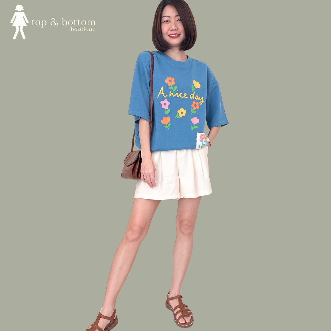 SHORT SLEEVE FLOWER PRINTED BLOUSE