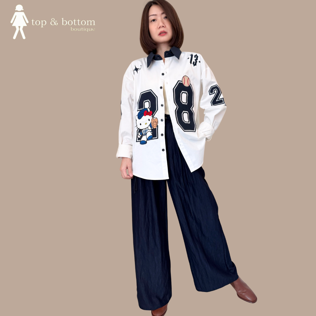 EMBROIDERED HELLO KITTY OVERSIZE SHIRT