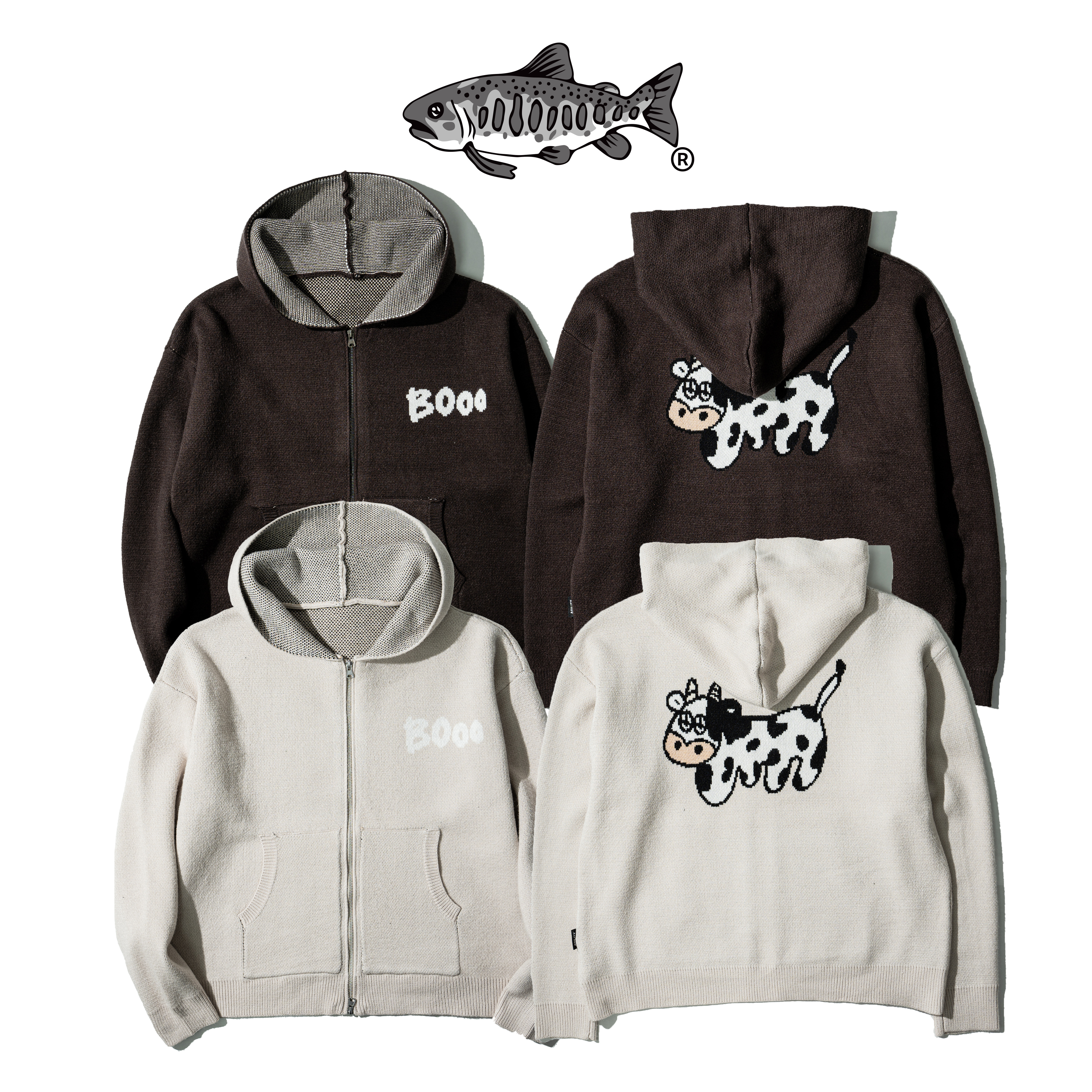 AGILITY CREW Knit Zip Hoodie Vol.3 圖像 乳牛 連帽外套 [CW-CREW]