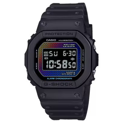 【CASIO 卡西歐】G-SHOCK 戶外旅行 極限運動 多功能耐衝擊 彩虹磚牆 電子錶 手錶 DW-5600RW-1