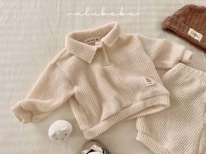 正韓春valu_bebe 兩色森林系華夫格上衣