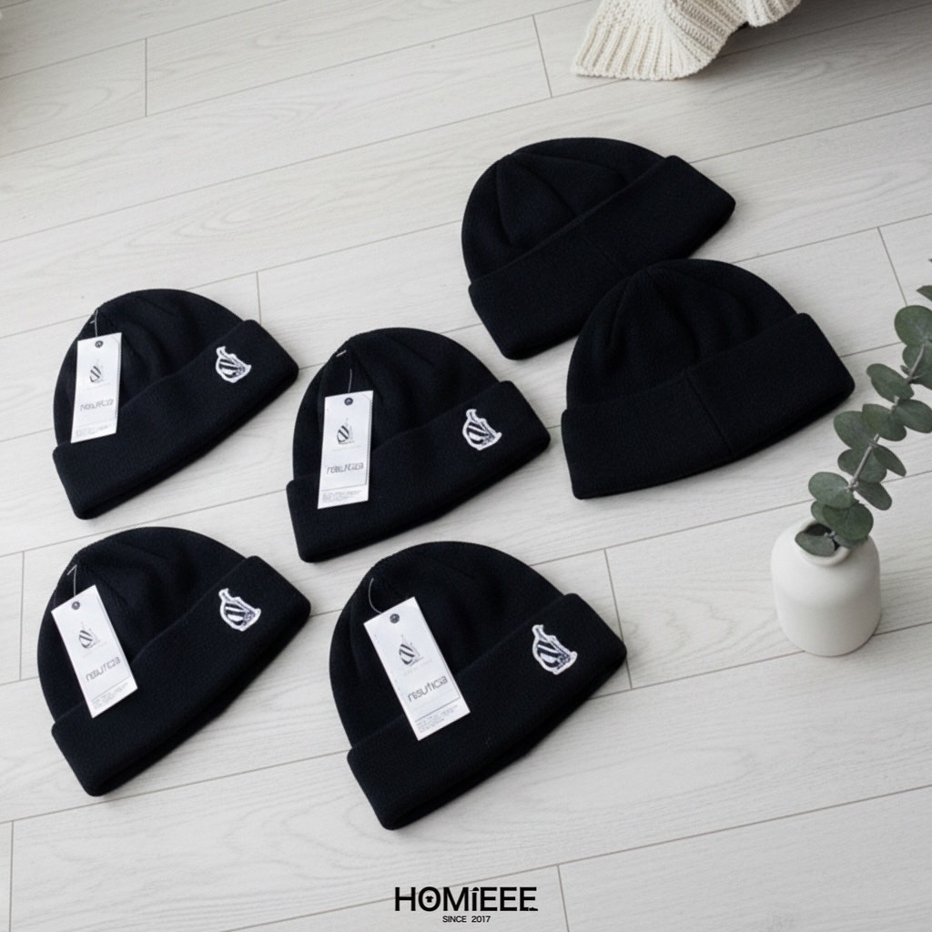 Nautica Point Wool Beanie 毛帽 短毛帽 經典 LOGO 黑色