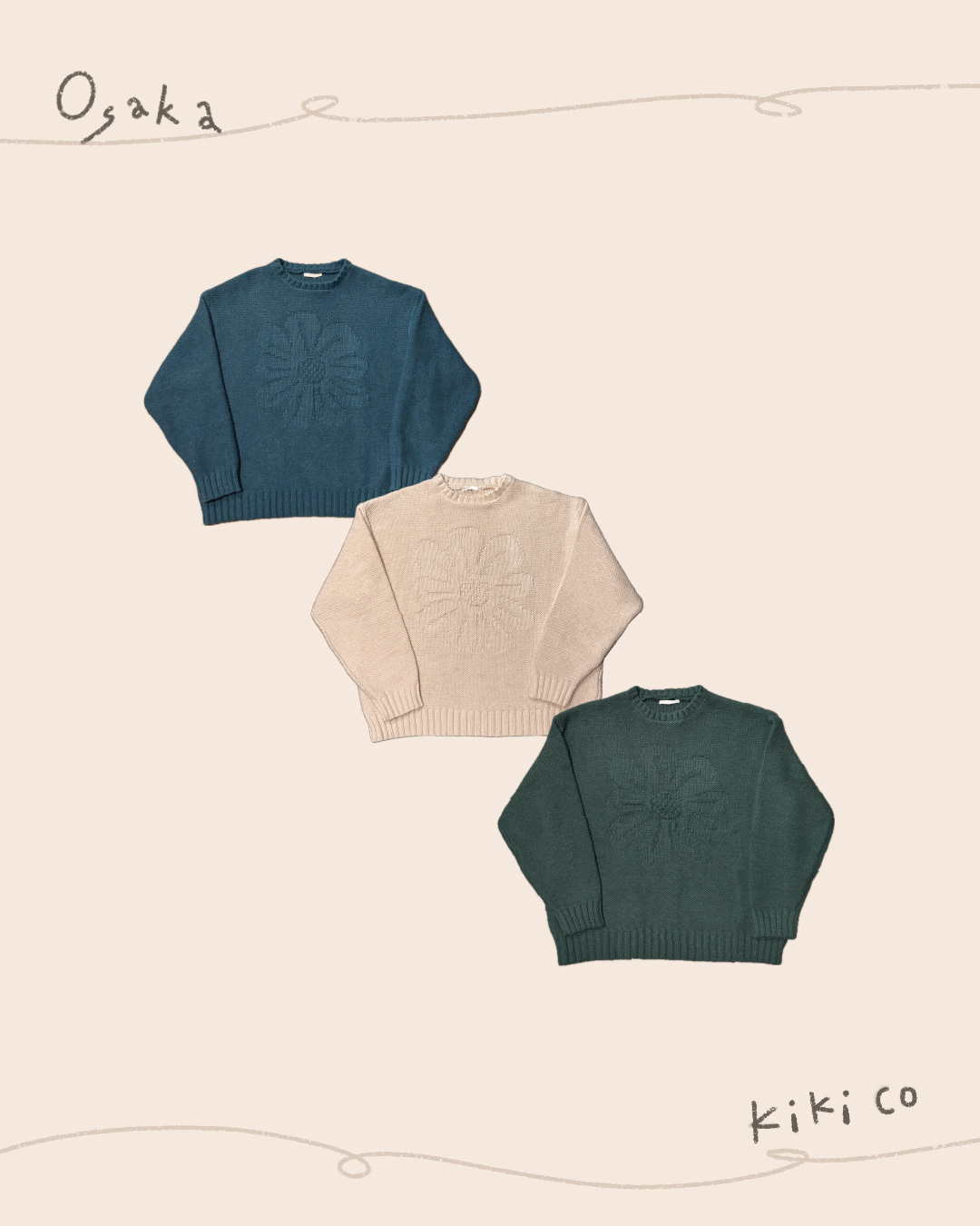 1.st 日本花花寬鬆針織毛衣